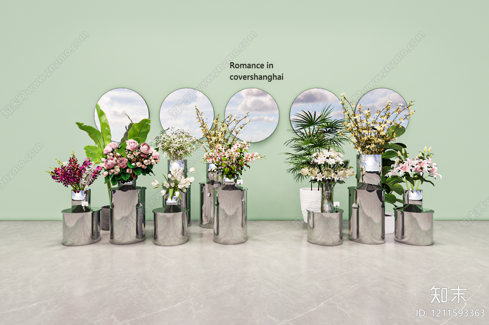 现代简约花店SU模型下载【ID:1211593363】