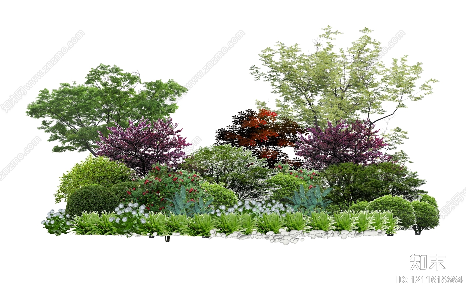 新中式景观花境SU模型下载【ID:1211618664】