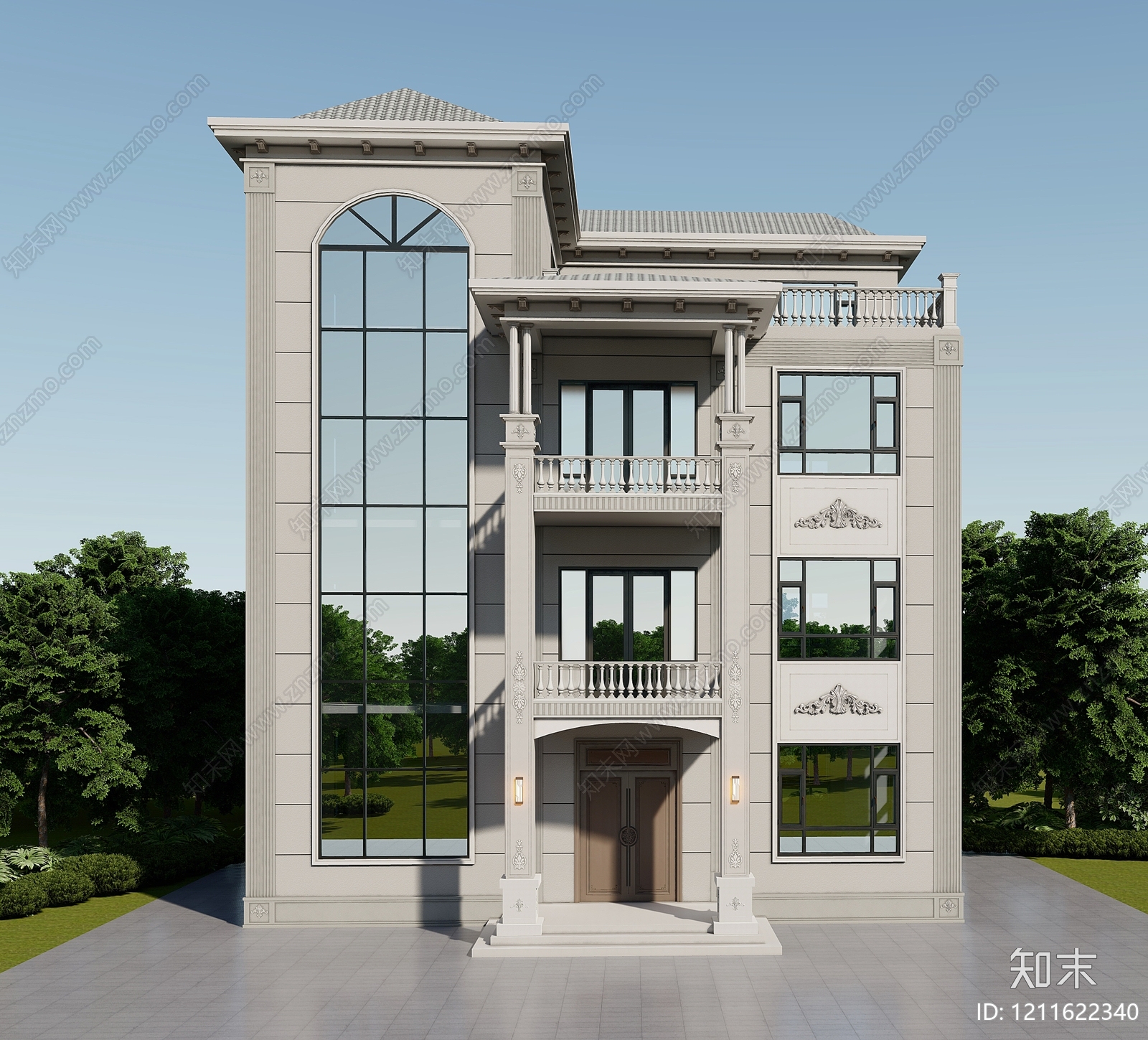 欧式别墅SU模型下载【ID:1211622340】