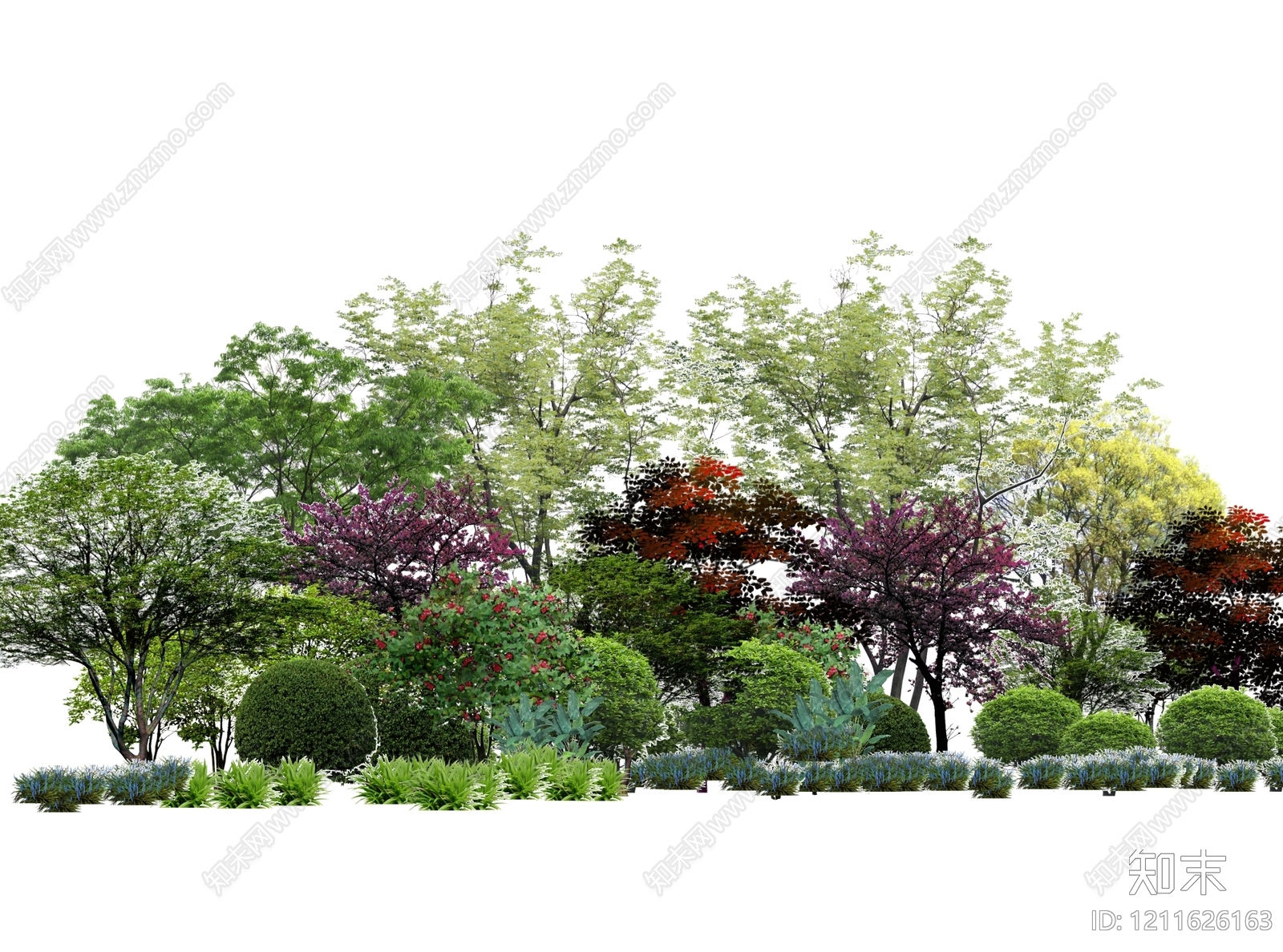 新中式景观植物组合SU模型下载【ID:1211626163】