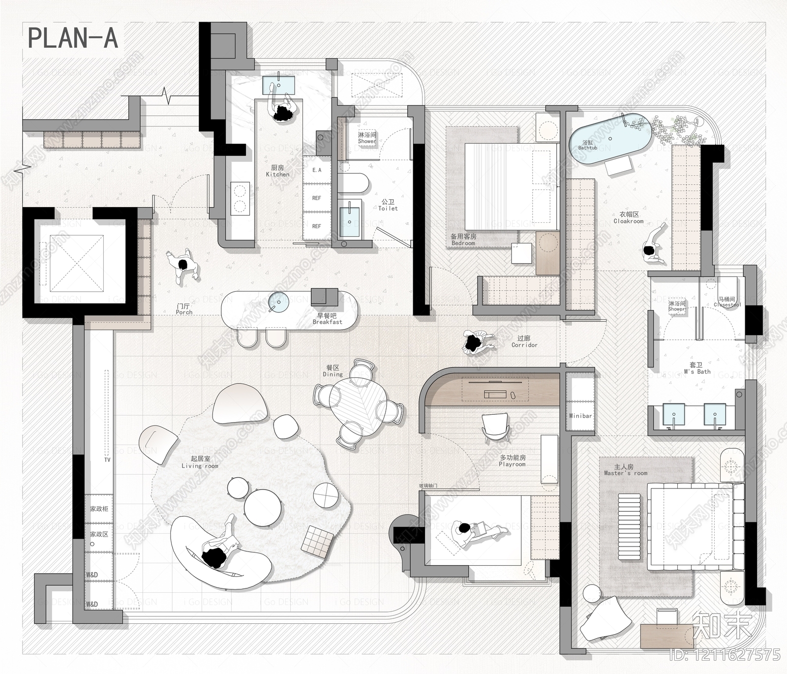 小户型平层施工图下载【ID:1211627575】