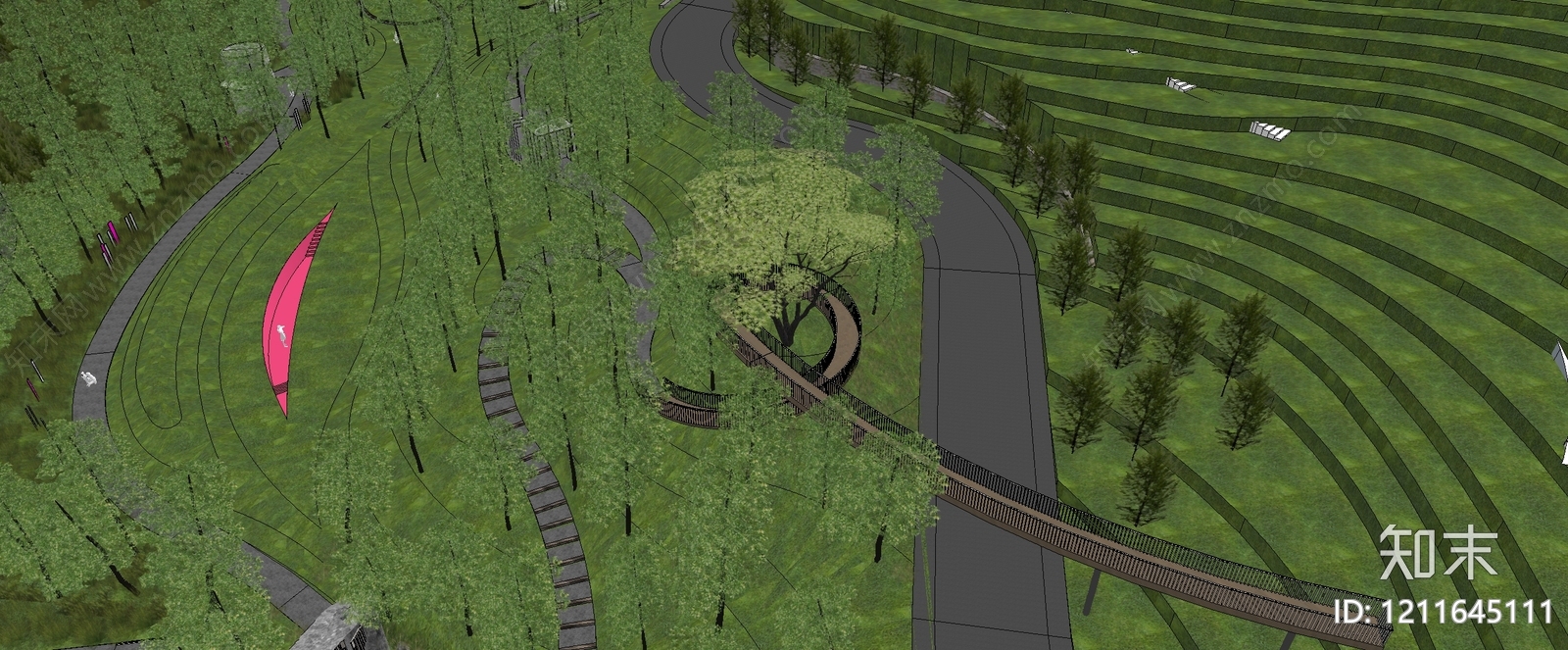 现代主义景观微地形SU模型下载【ID:1211645111】
