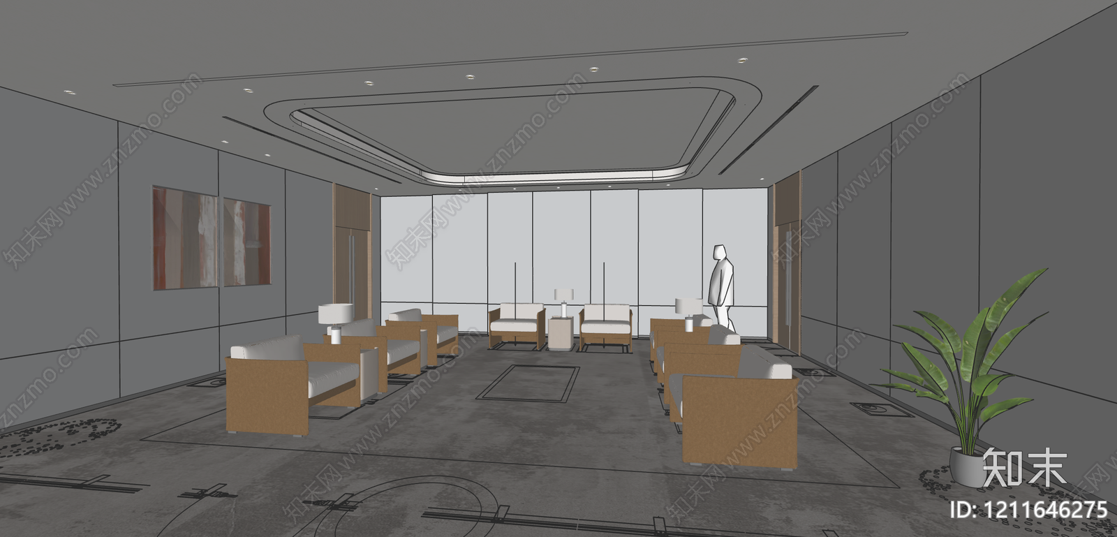 现代简约接待室SU模型下载【ID:1211646275】