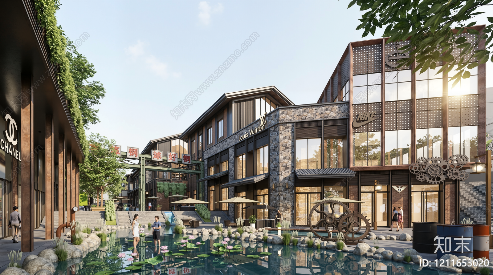 工业复古风商业街SU模型下载【ID:1211653020】