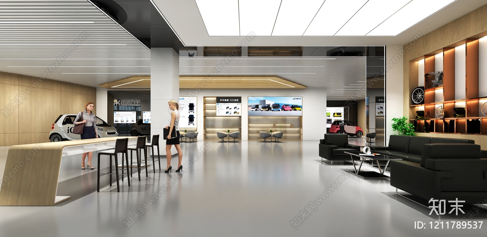 现代简约汽车展厅3D模型下载【ID:1211789537】