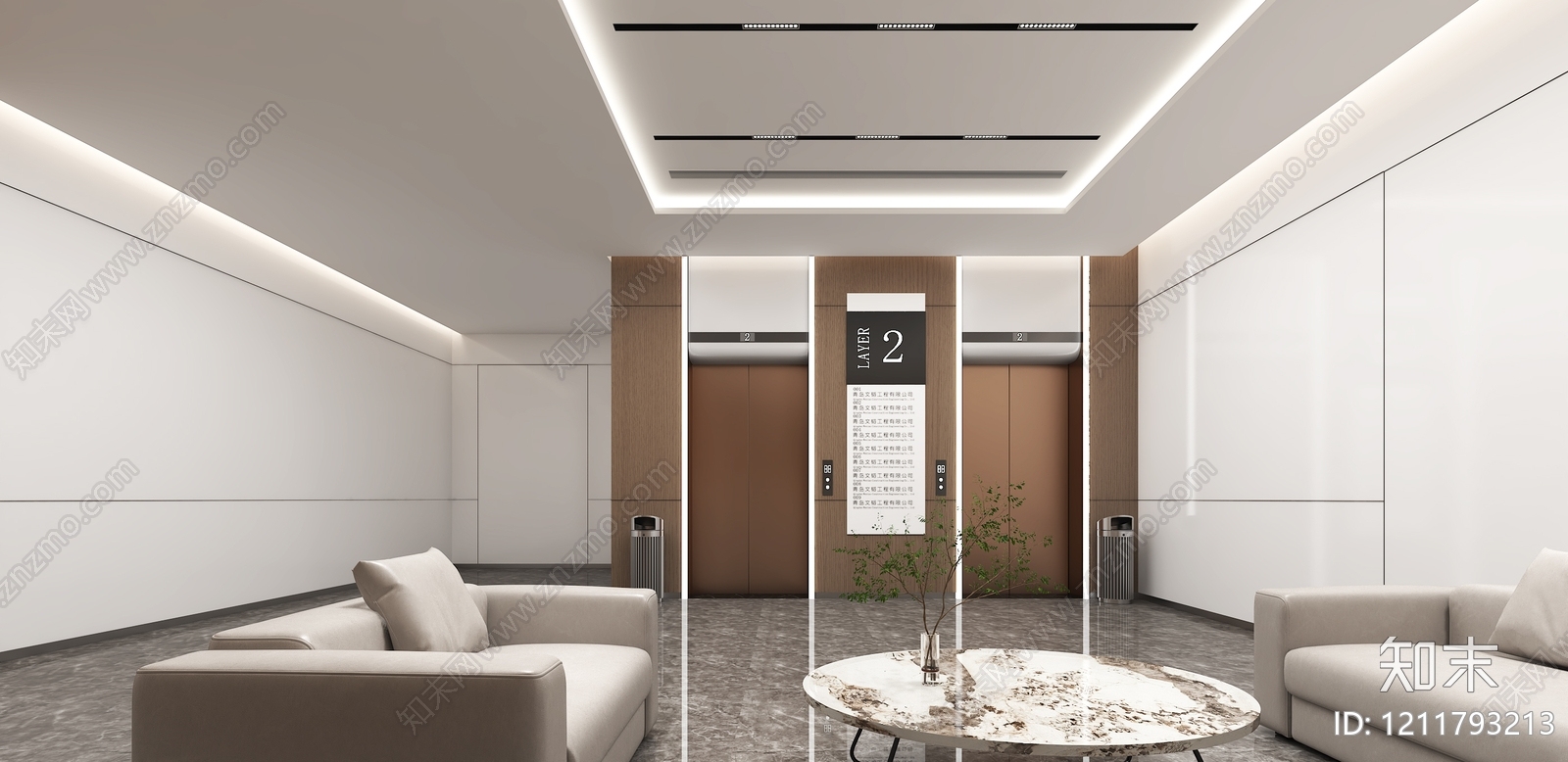 现代简约电梯间3D模型下载【ID:1211793213】