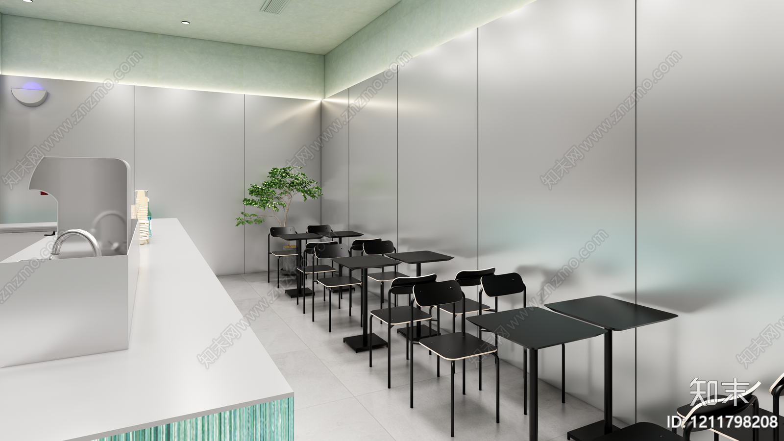 极简咖啡厅SU模型下载【ID:1211798208】