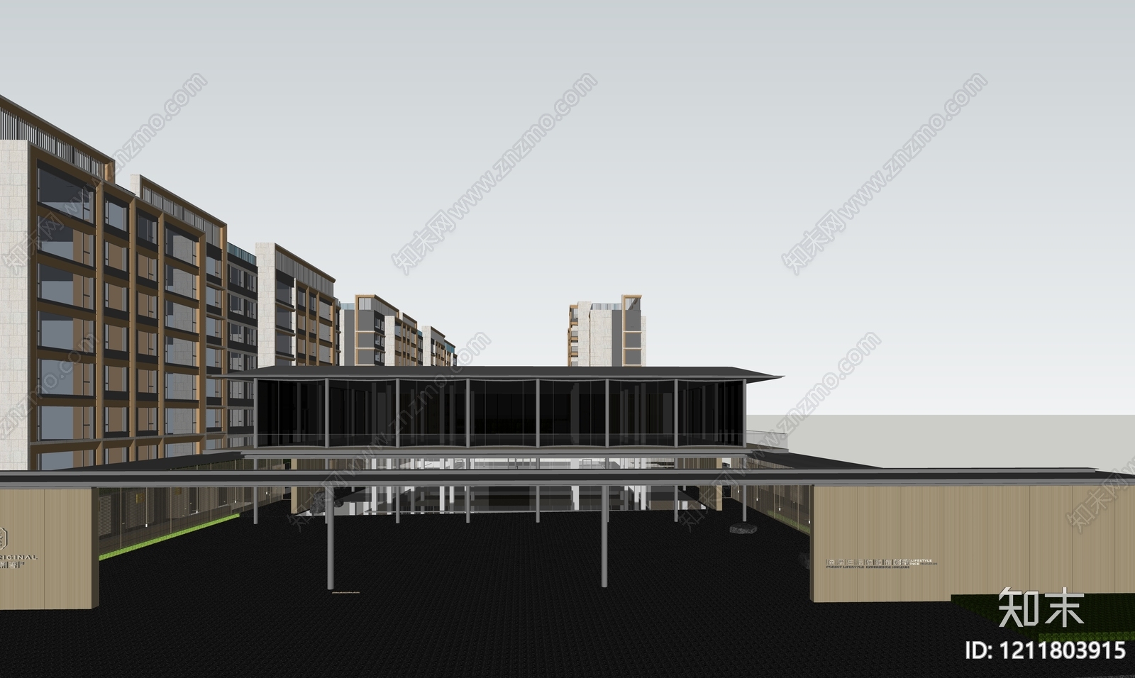 现代主义售楼处建筑SU模型下载【ID:1211803915】
