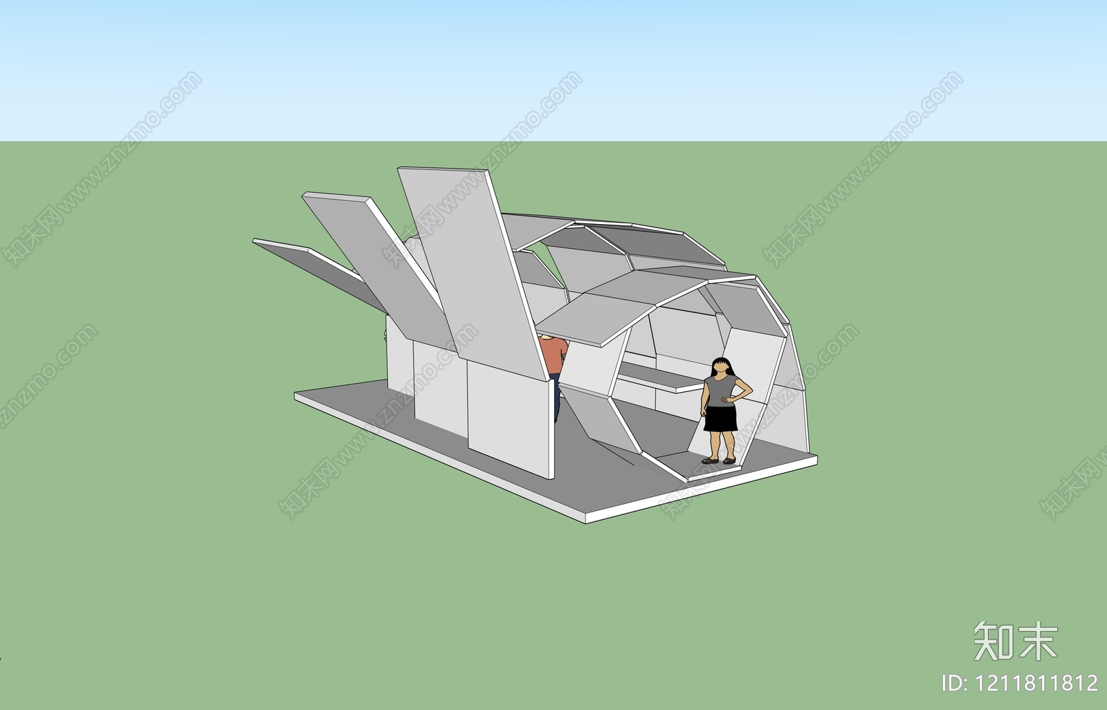 解构主义小公建SU模型下载【ID:1211811812】