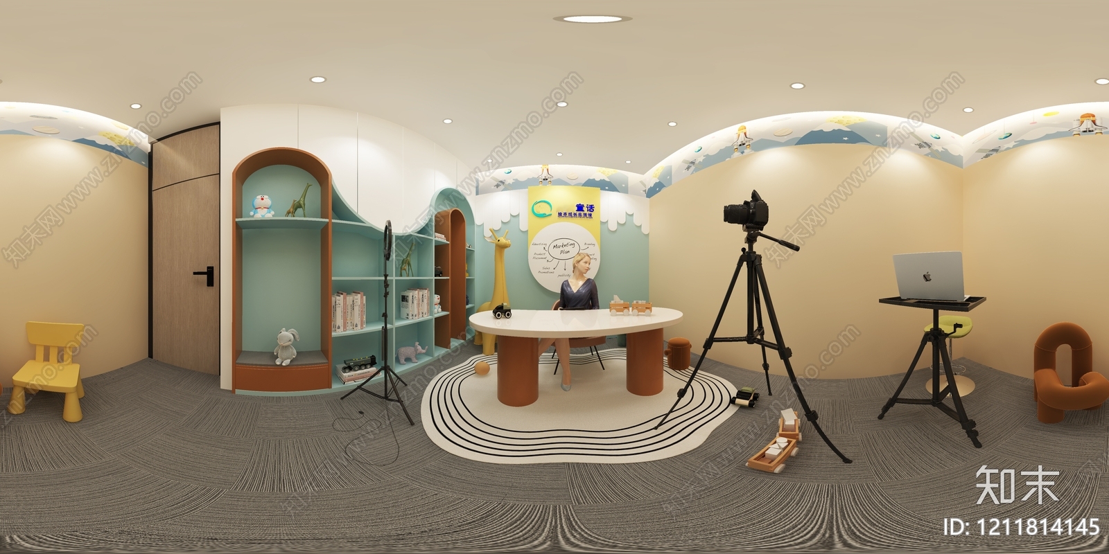 奶油风直播间3D模型下载【ID:1211814145】