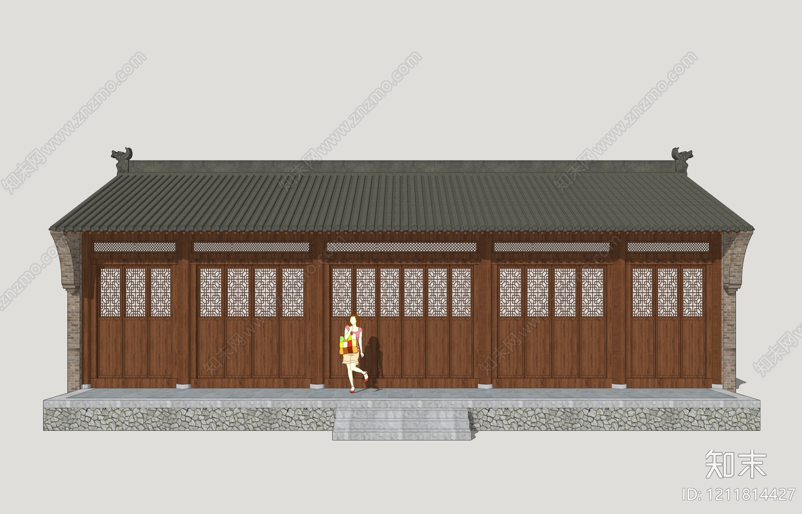 新中式古建筑SU模型下载【ID:1211814427】