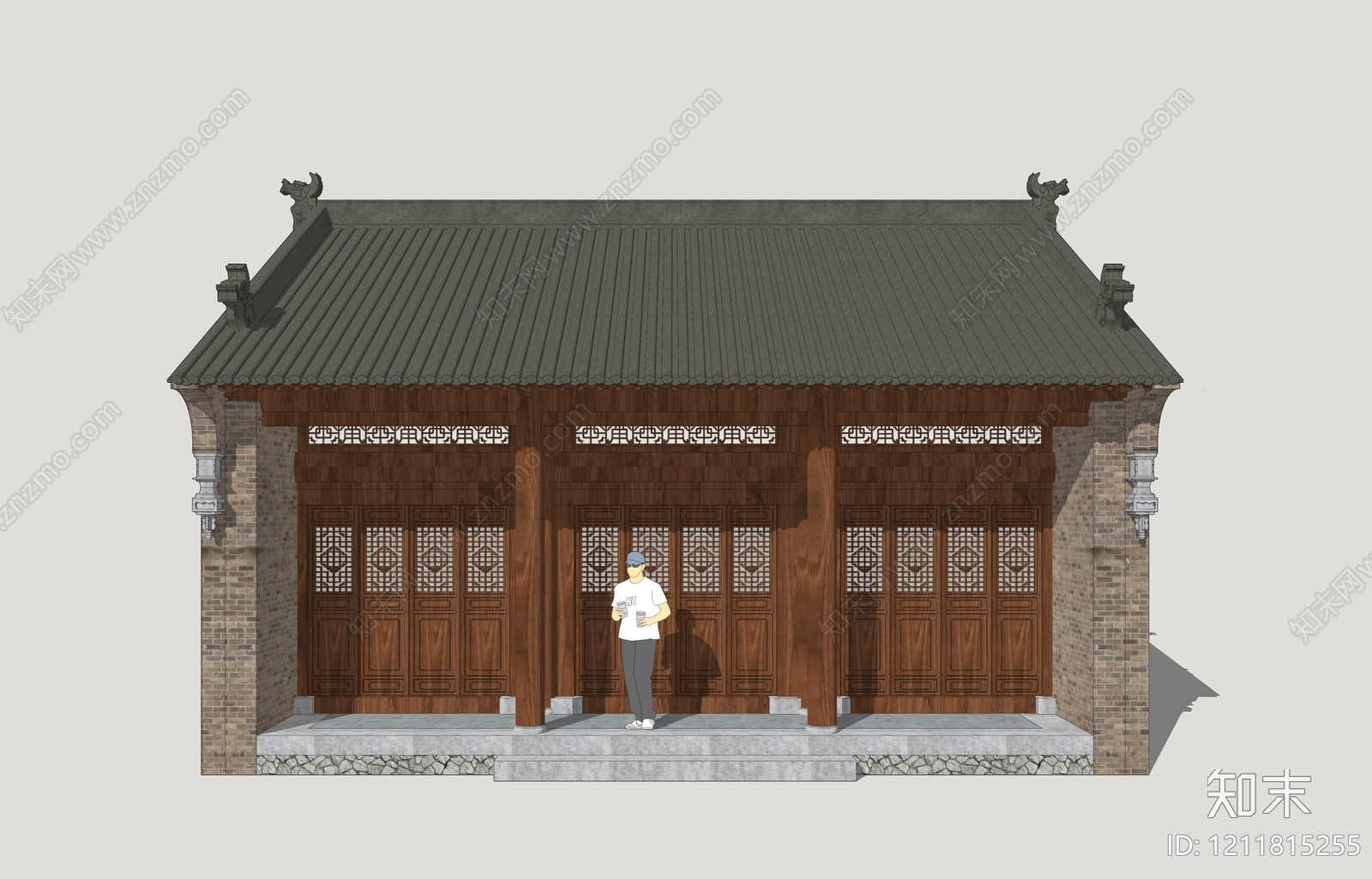 新中式古建筑SU模型下载【ID:1211815255】