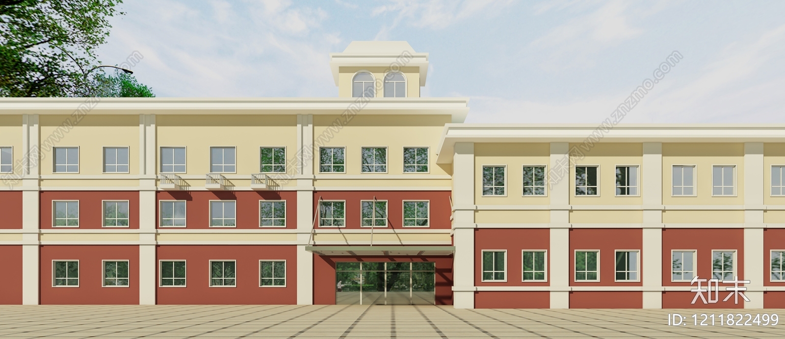 欧式学校外观3D模型下载【ID:1211822499】