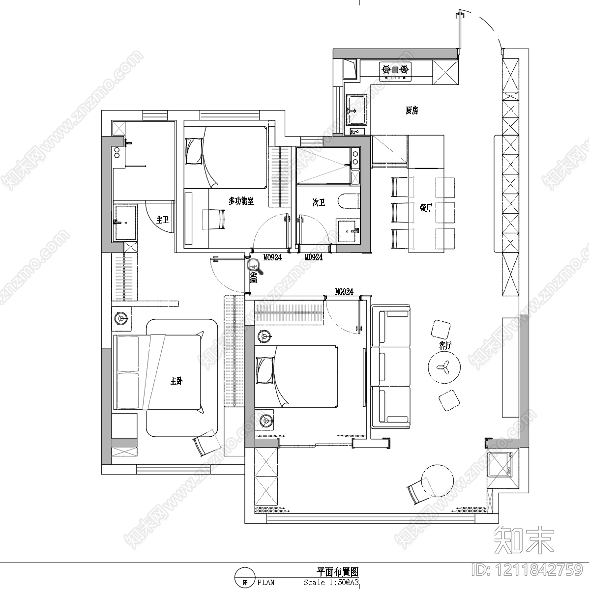 法式家装图库施工图下载【ID:1211842759】