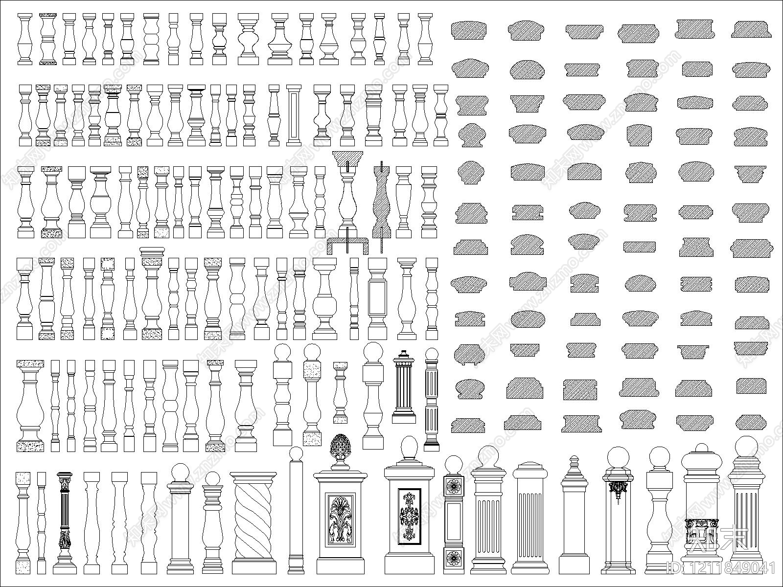 欧式综合硬装构件图库施工图下载【ID:1211849041】