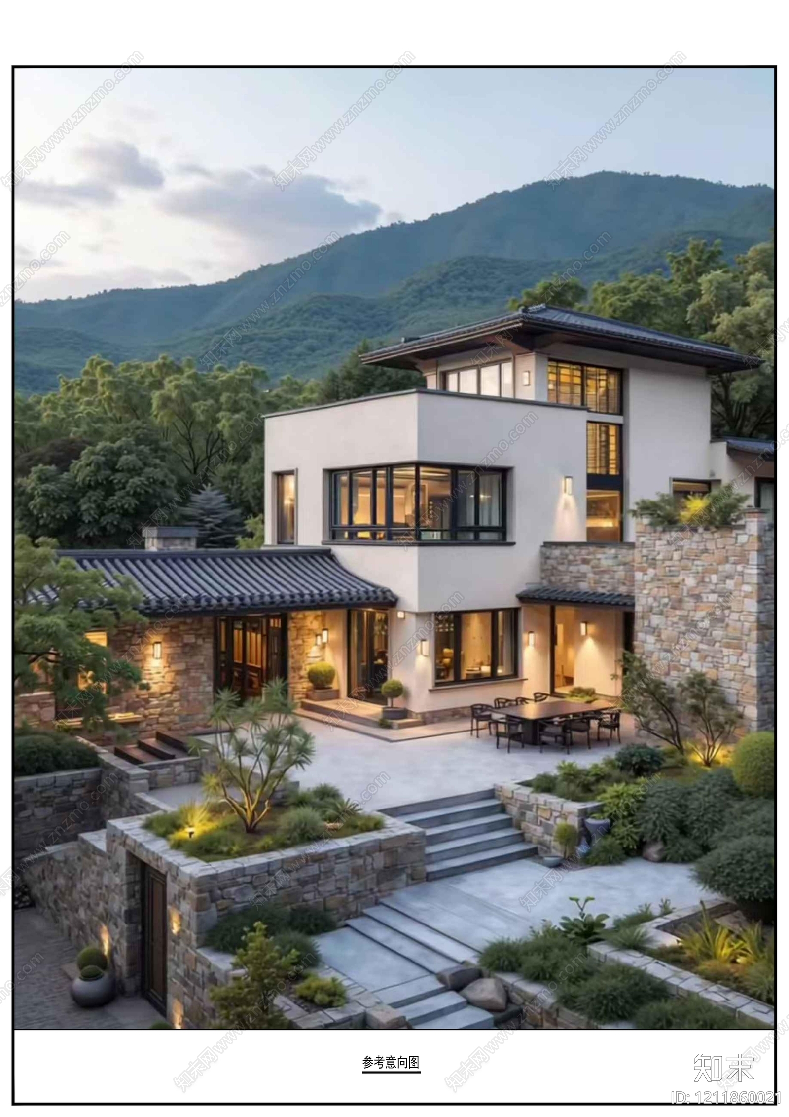 新中式别墅建筑施工图下载【ID:1211860021】