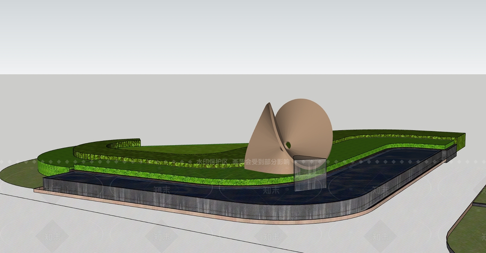 现代主义景观喷泉SU模型下载【ID:1211860455】