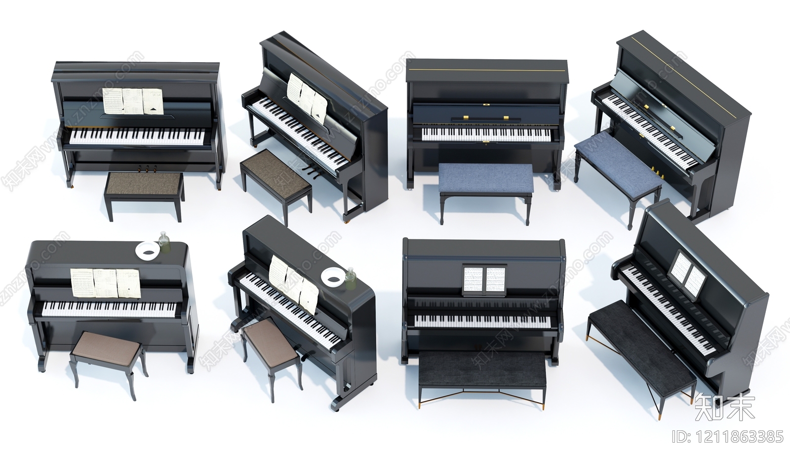 现代简约钢琴房SU模型下载【ID:1211863385】