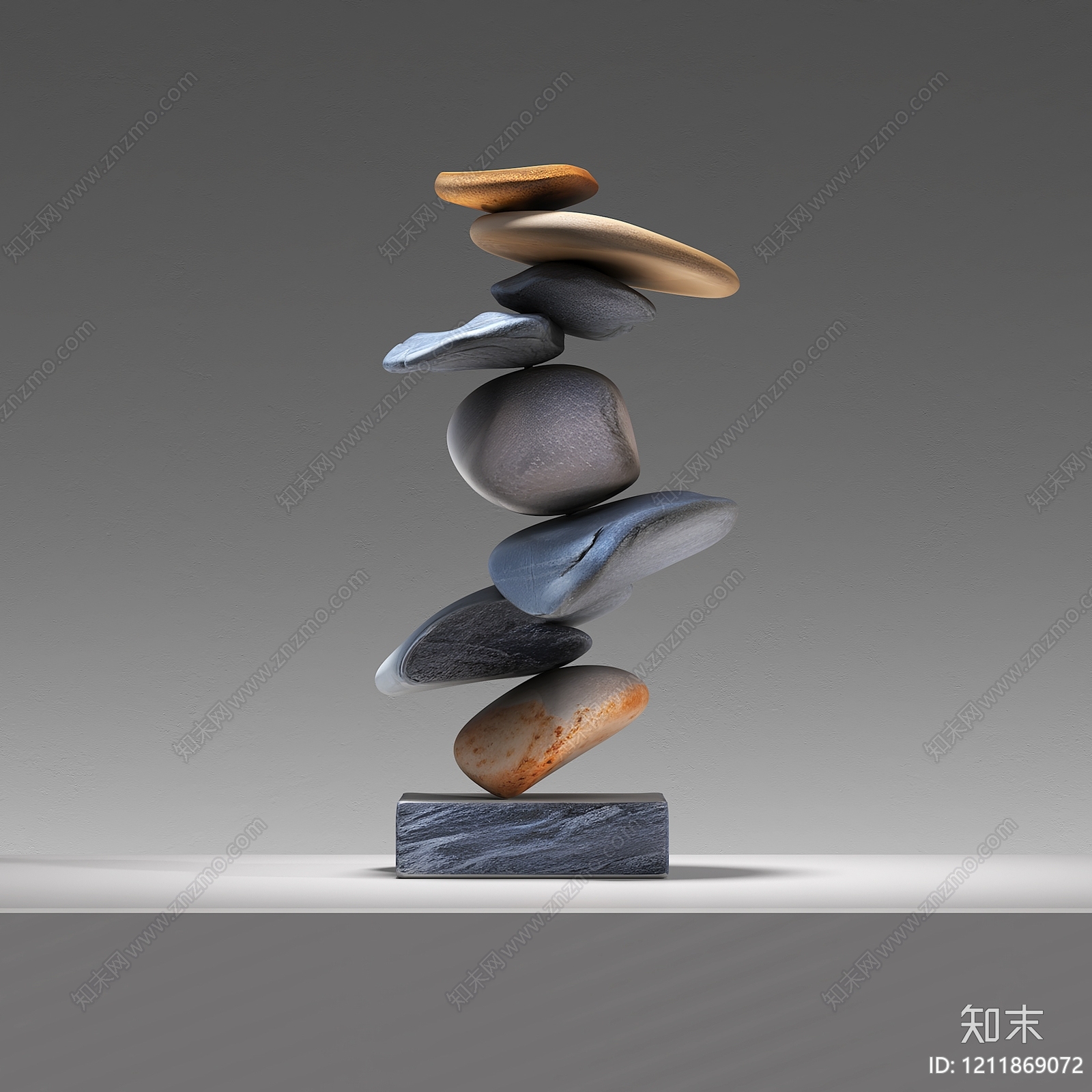 禅意雕塑摆件3D模型下载【ID:1211869072】