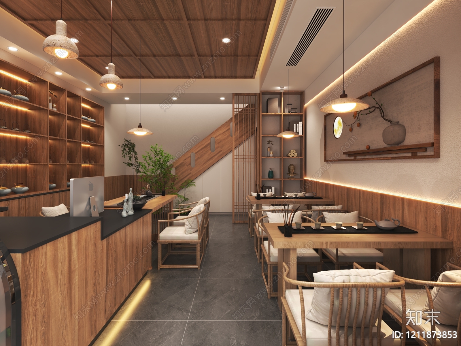 新中式茶馆3D模型下载【ID:1211873853】