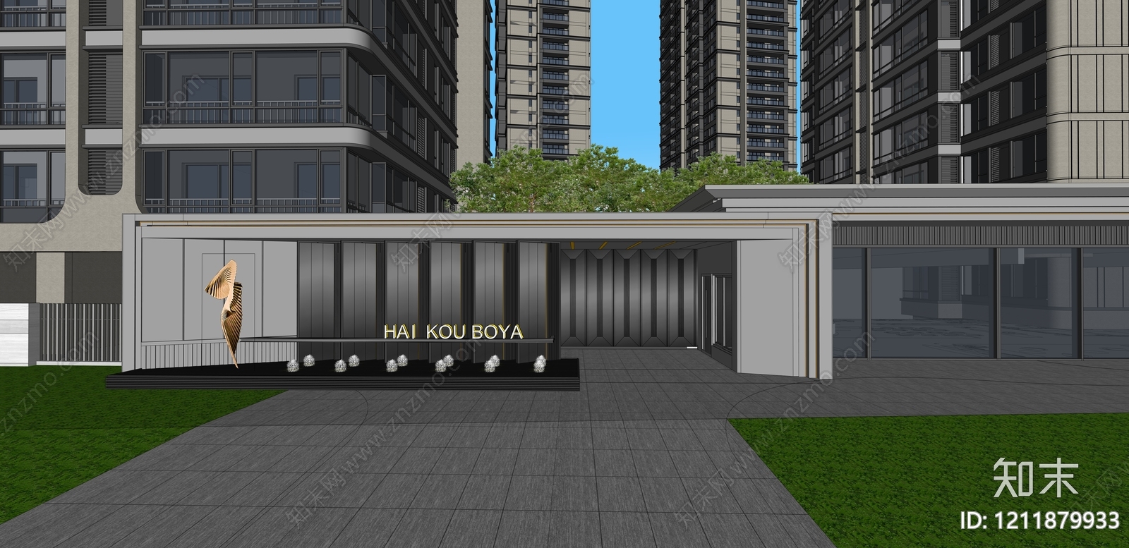 现代简约小区建筑SU模型下载【ID:1211879933】