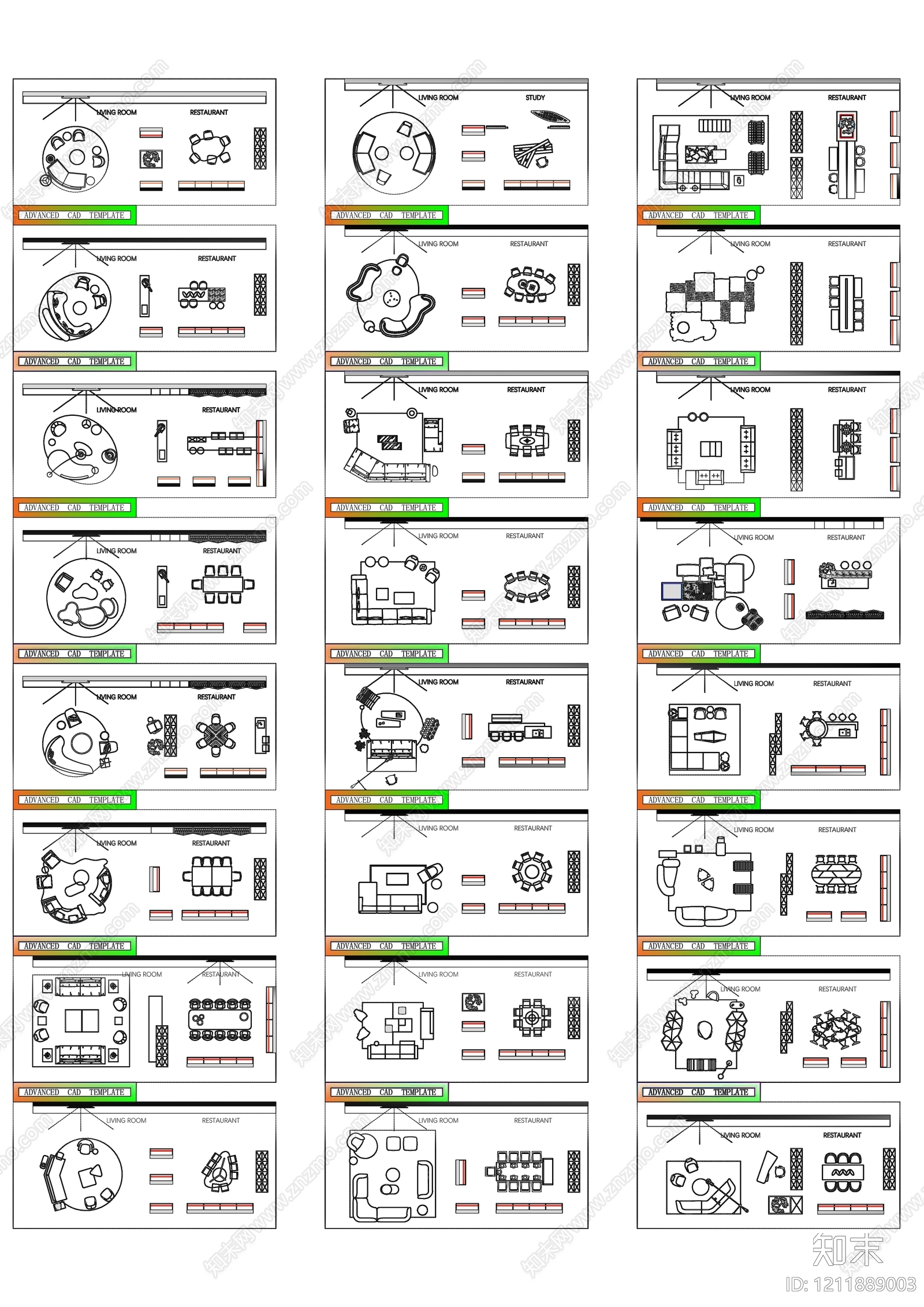 现代家具图库施工图下载【ID:1211889003】
