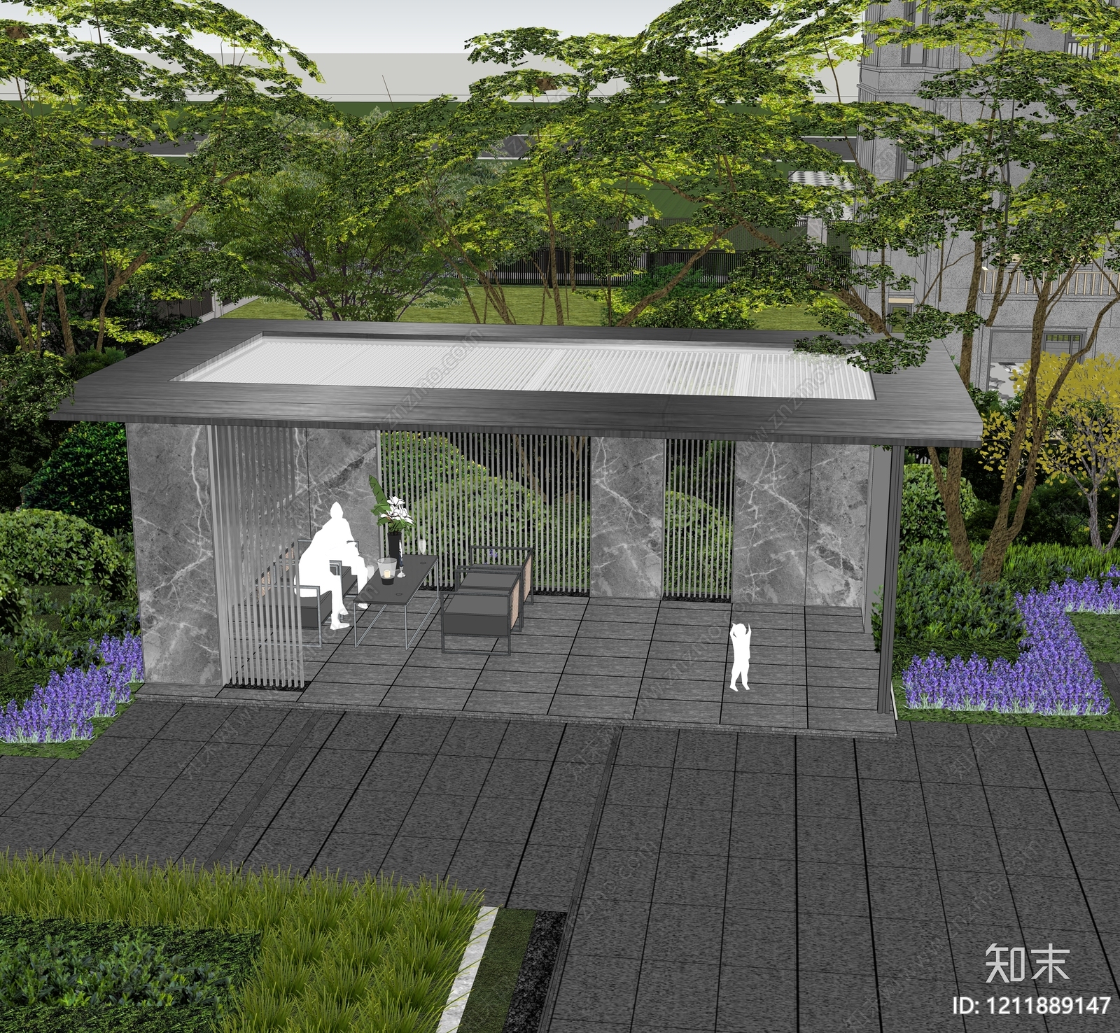 现代简约亭子SU模型下载【ID:1211889147】