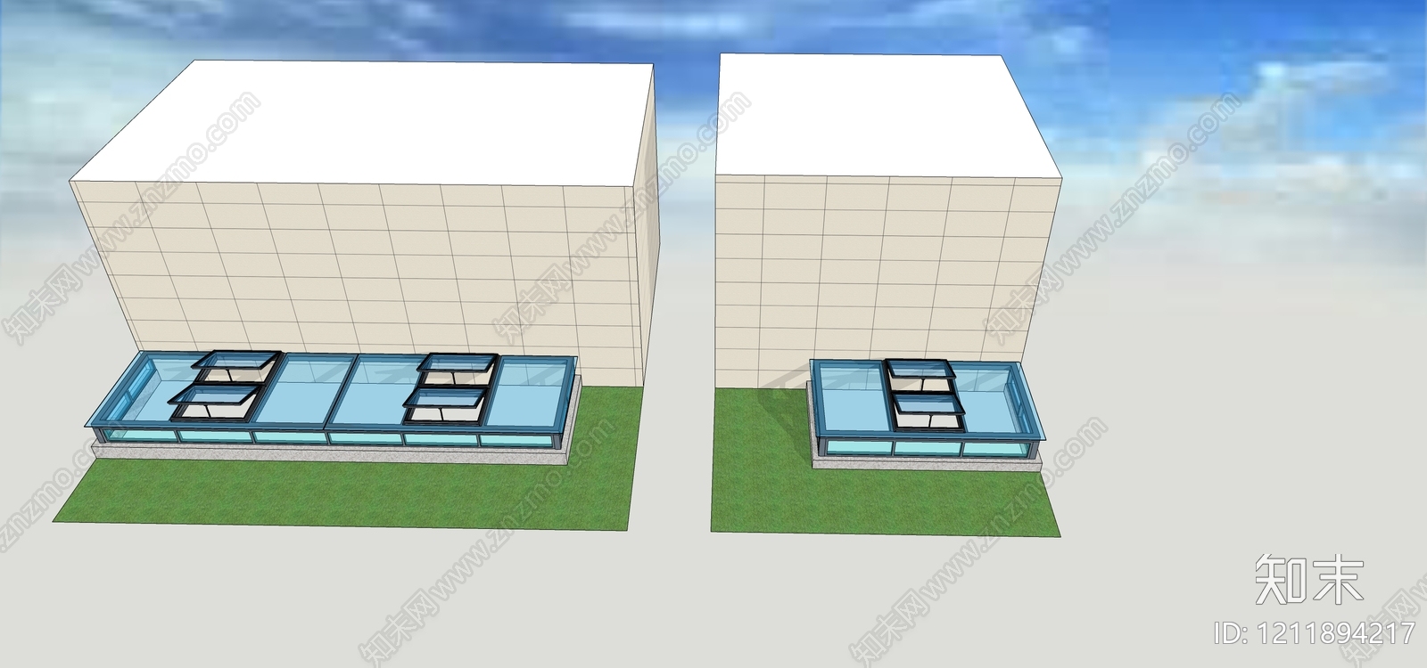 现代简约采光天窗SU模型下载【ID:1211894217】
