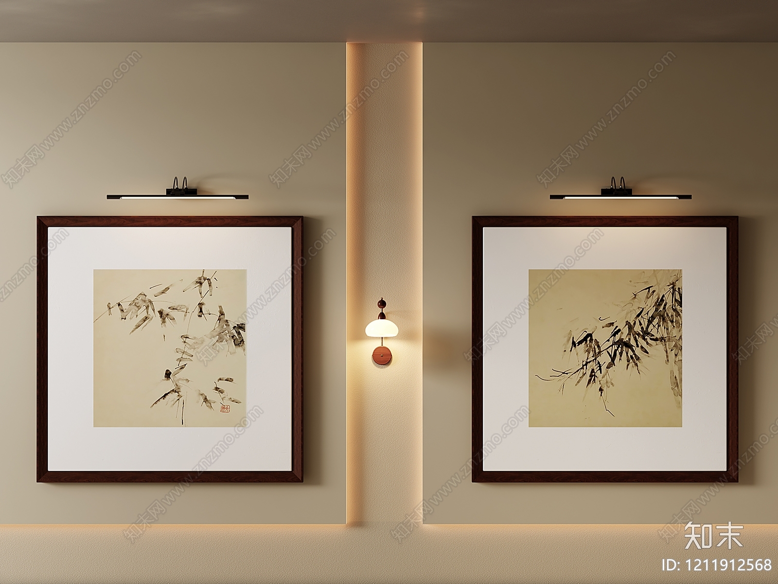 新中式挂画SU模型下载【ID:1211912568】