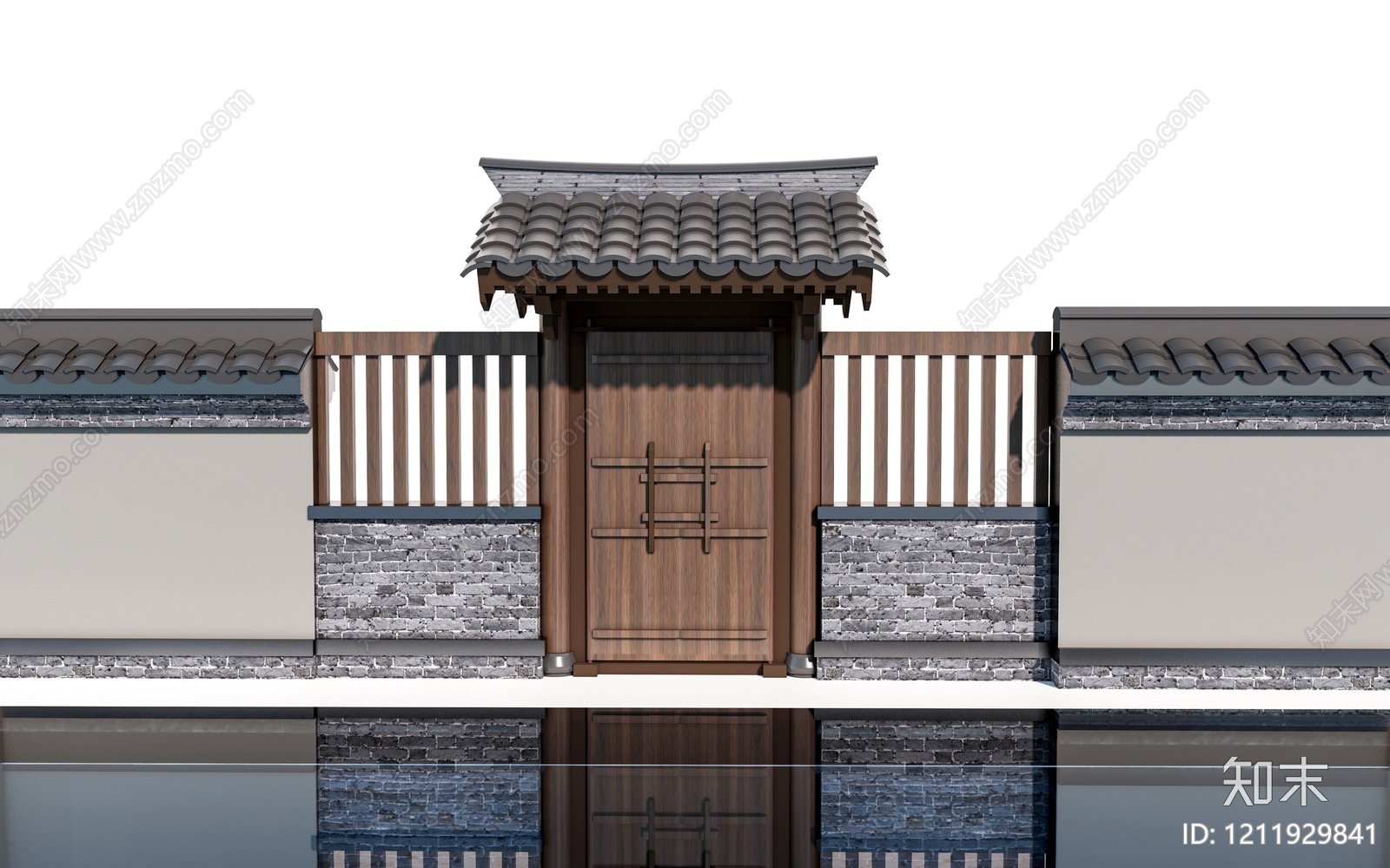 新中式庭院门SU模型下载【ID:1211929841】