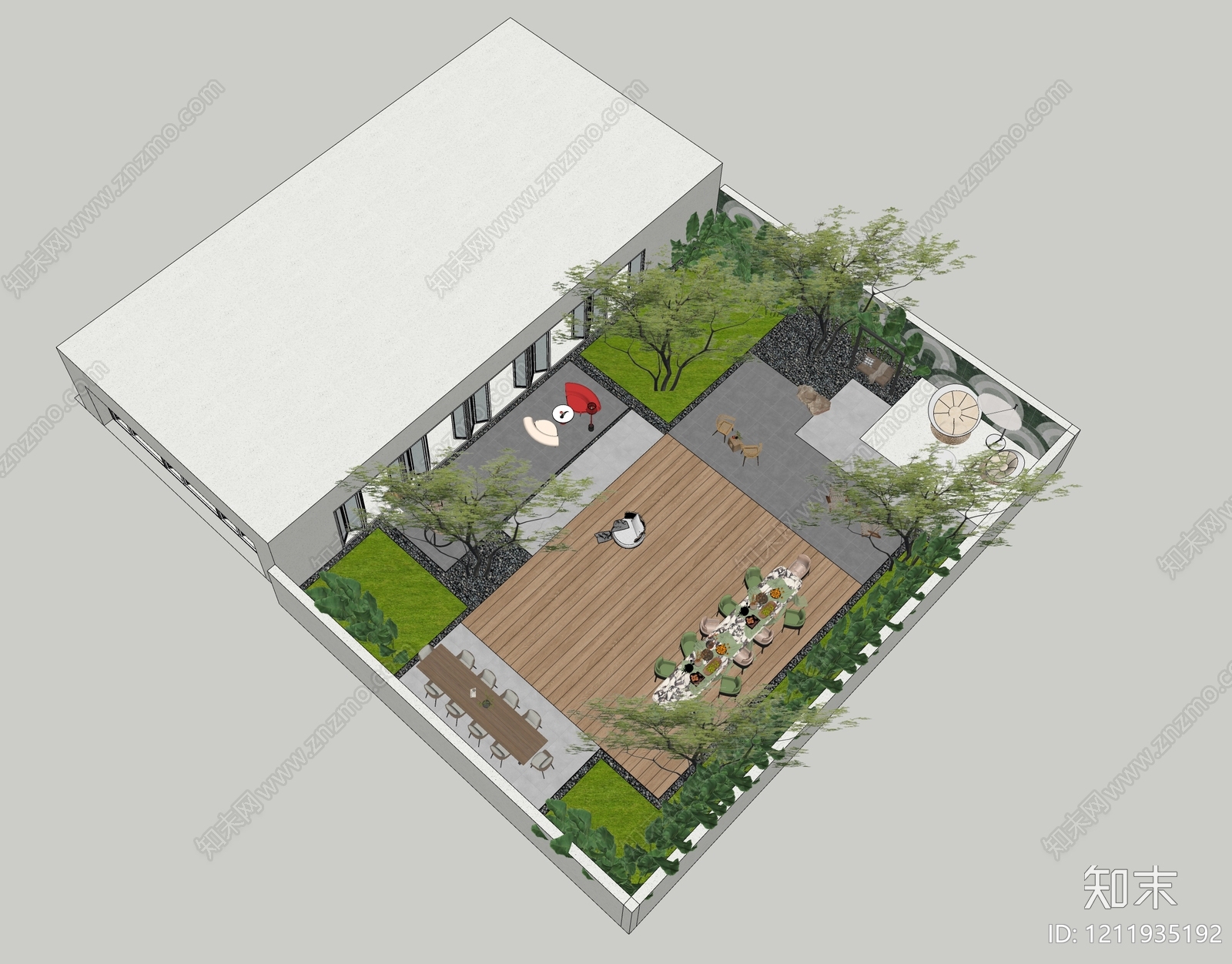 现代简约屋顶花园SU模型下载【ID:1211935192】