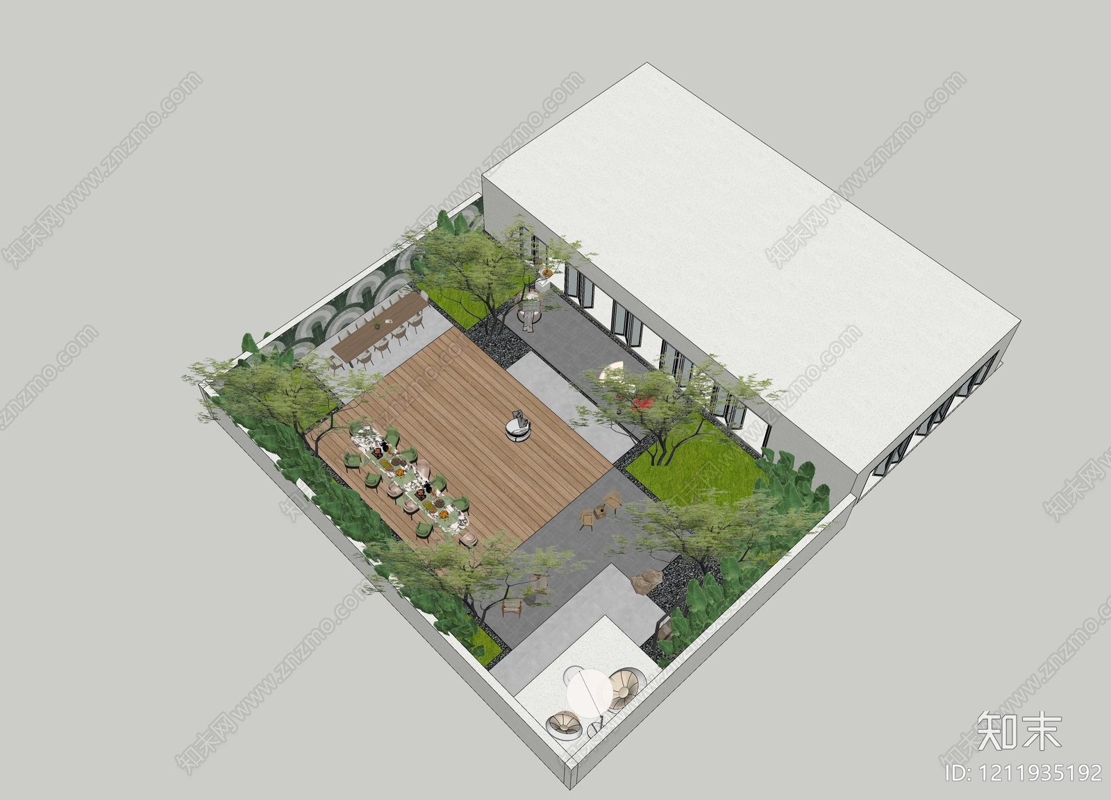 现代简约屋顶花园SU模型下载【ID:1211935192】