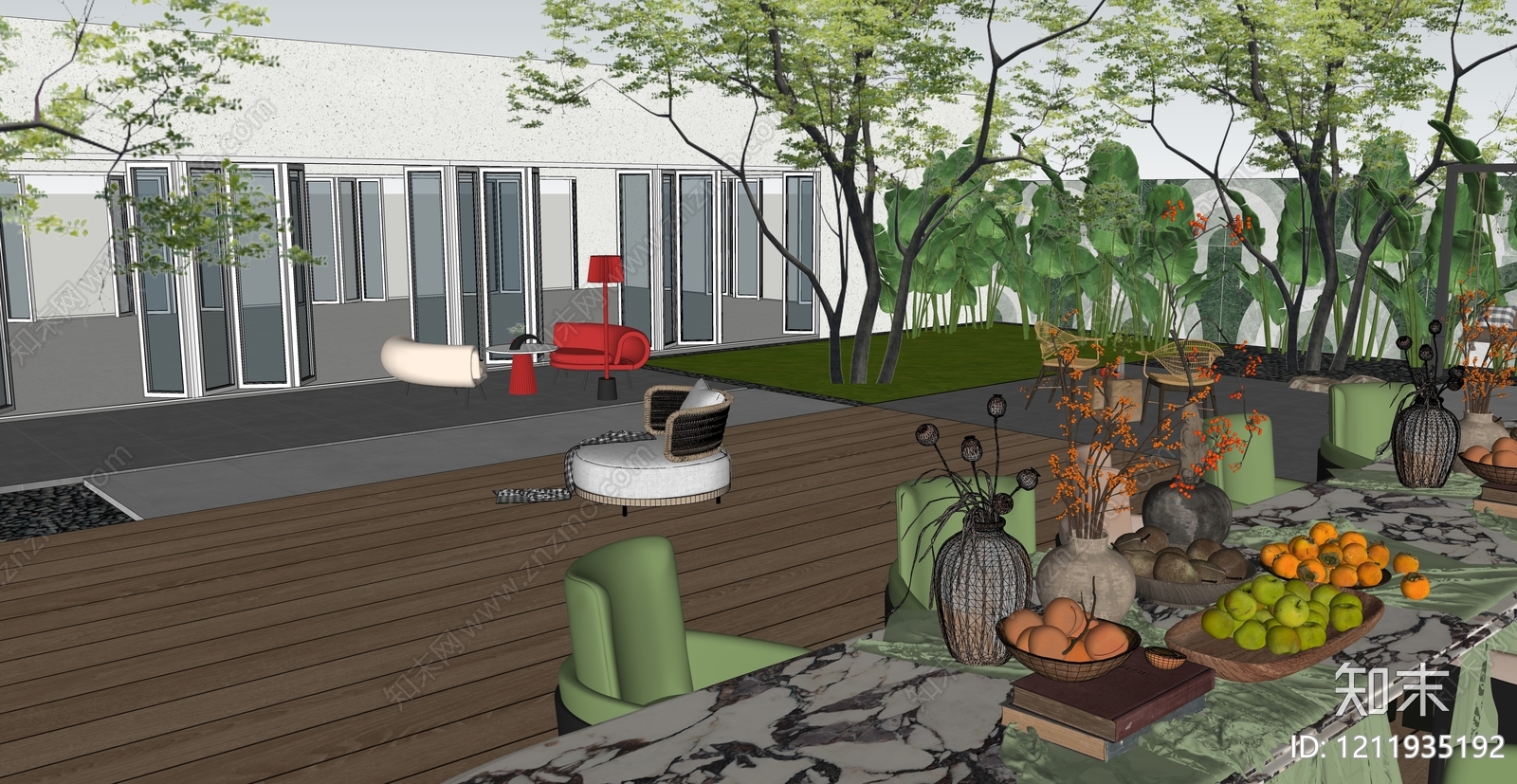 现代简约屋顶花园SU模型下载【ID:1211935192】