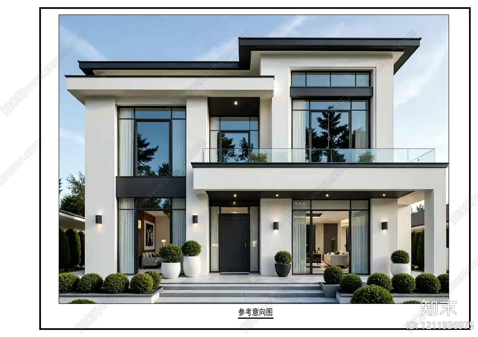 现代别墅建筑施工图下载【ID:1211936975】