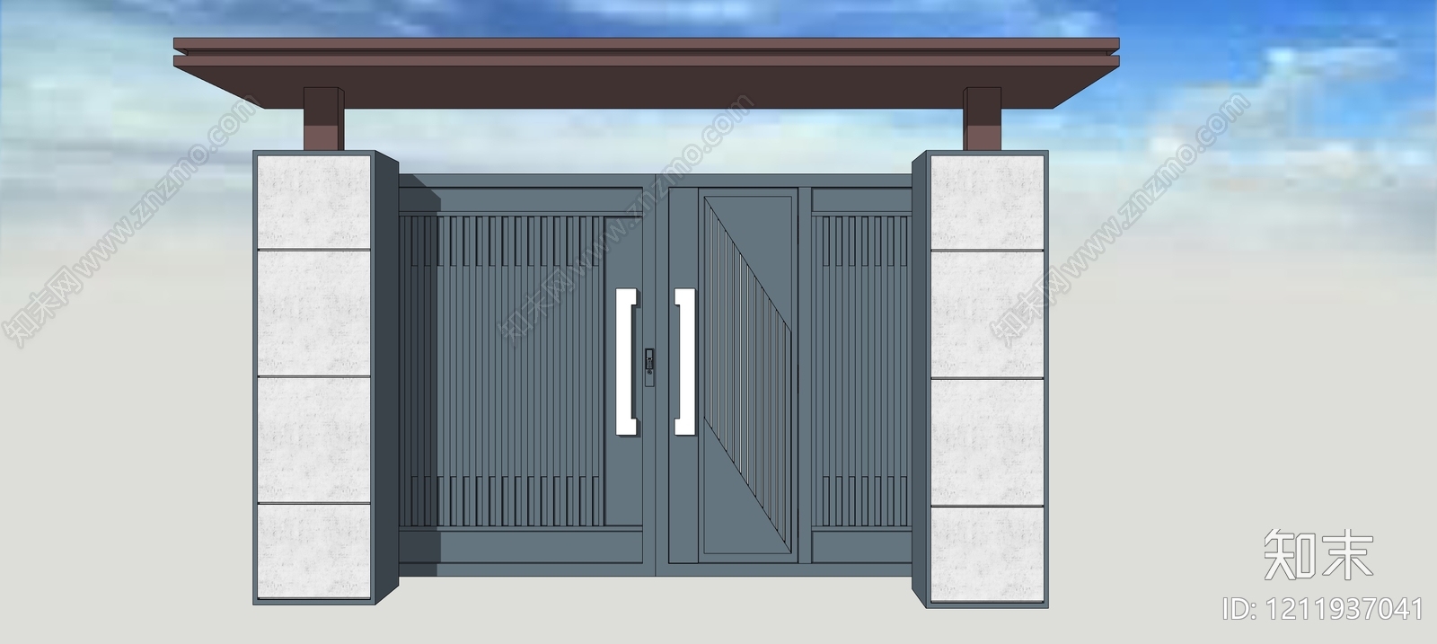 新中式庭院门SU模型下载【ID:1211937041】