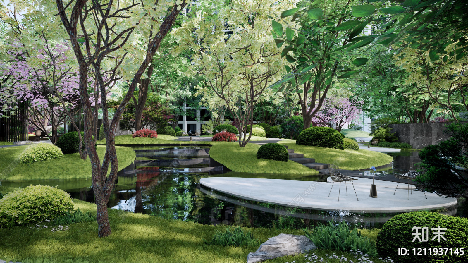 新中式景观廊架SU模型下载【ID:1211937145】