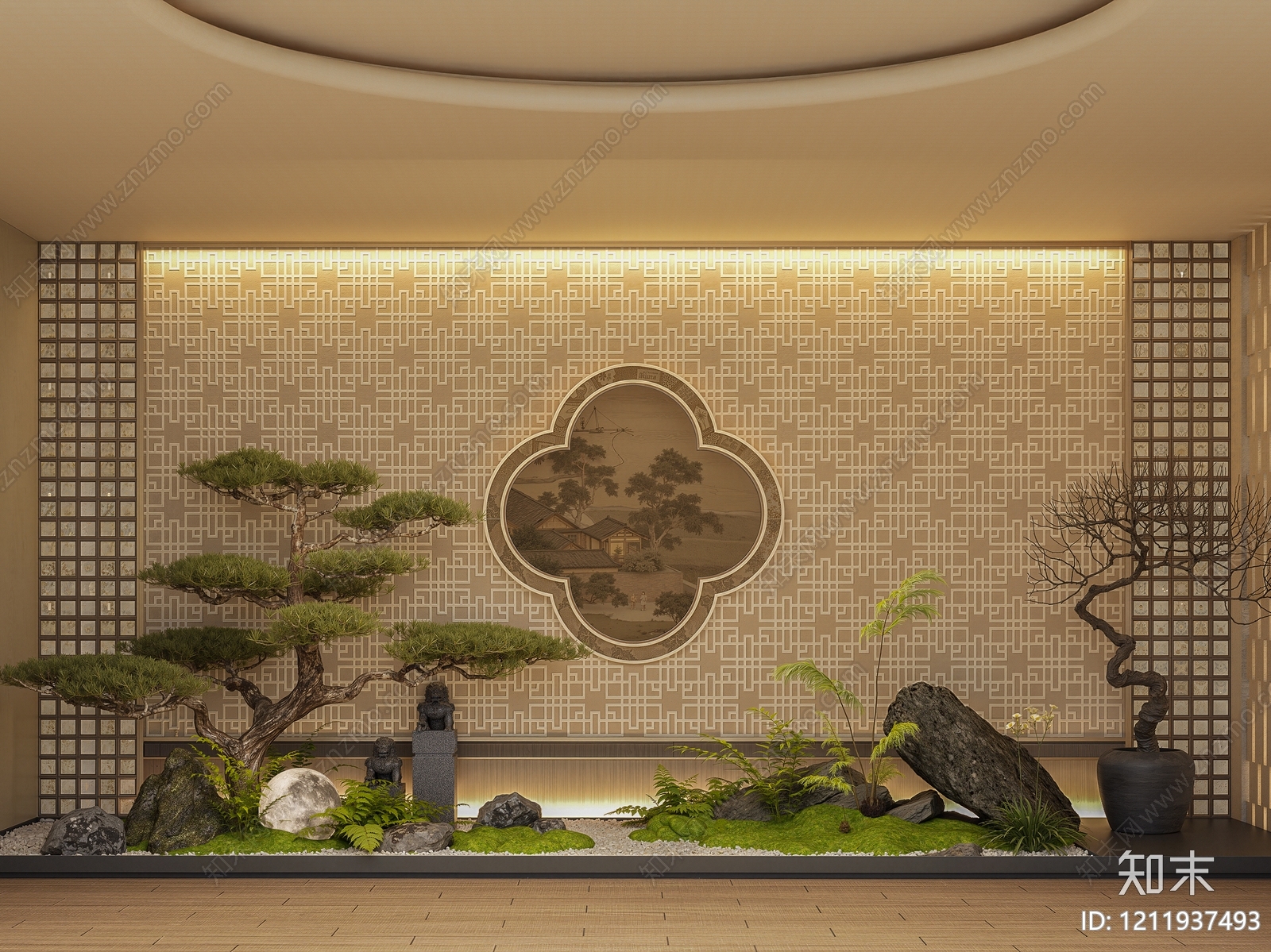 新中式玄关SU模型下载【ID:1211937493】