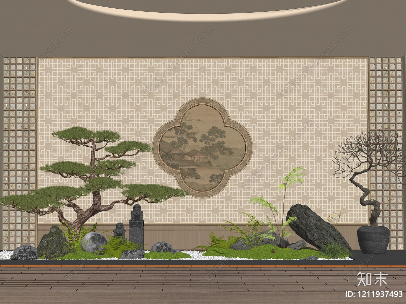 新中式玄关SU模型下载【ID:1211937493】