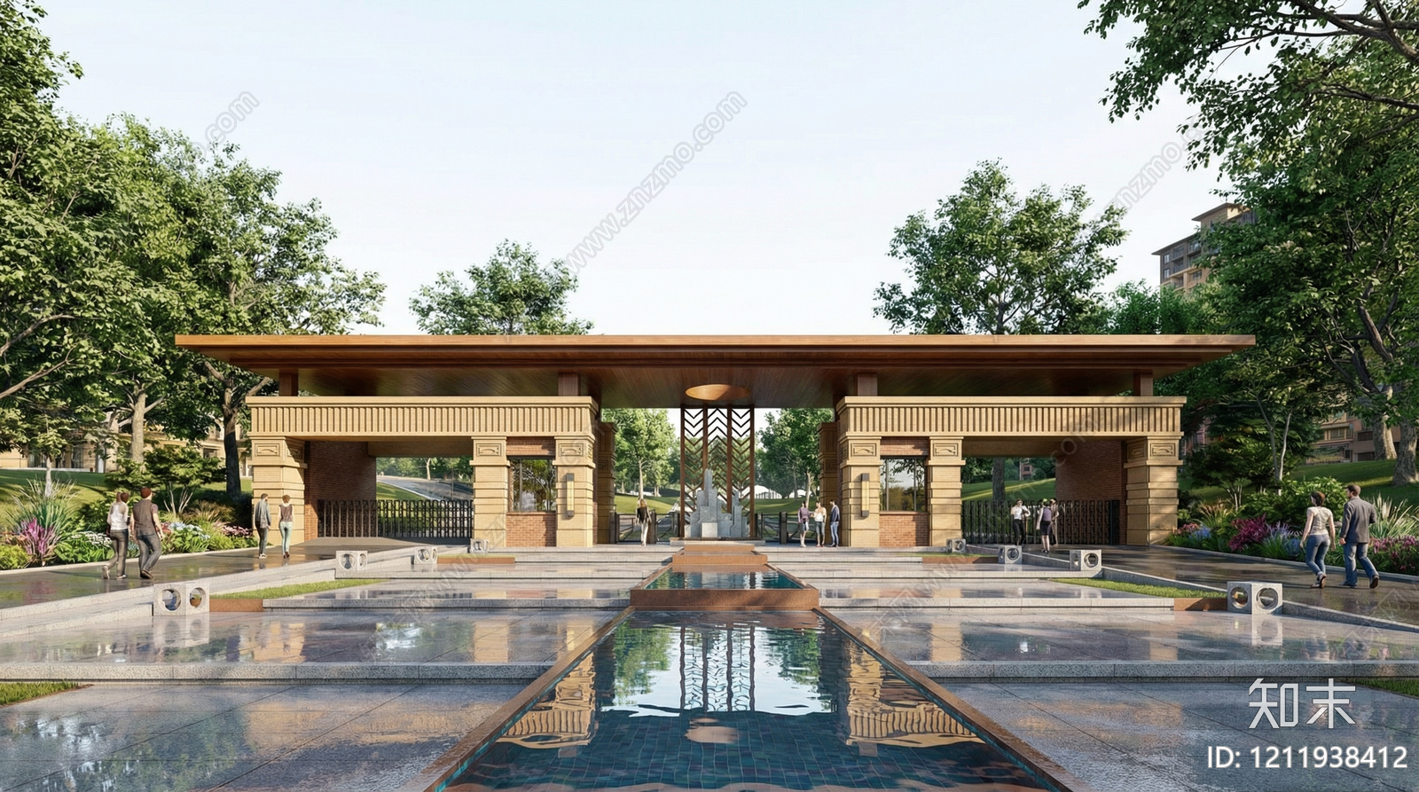 新古典主义入口大门SU模型下载【ID:1211938412】