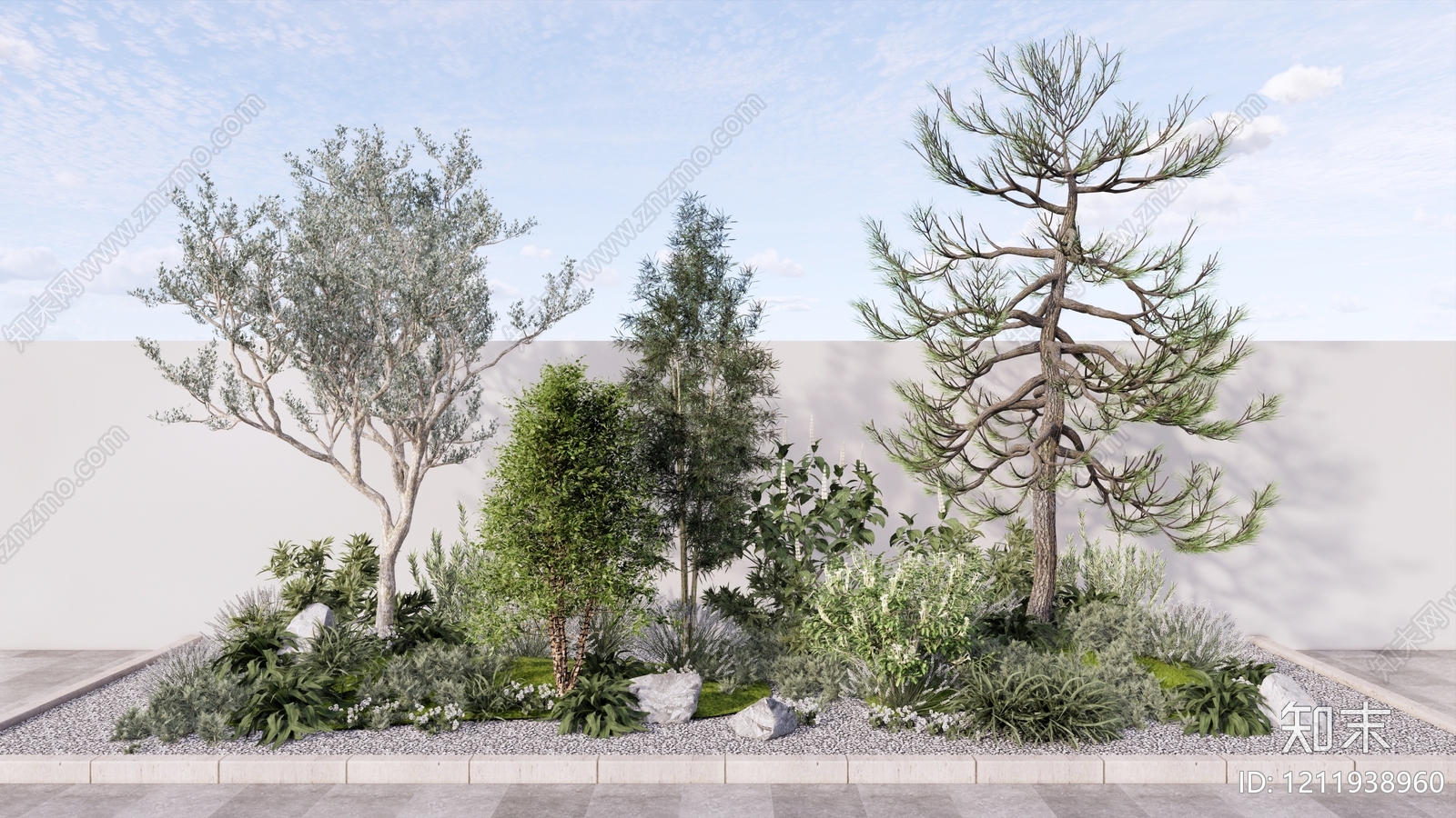 新中式景观花境SU模型下载【ID:1211938960】