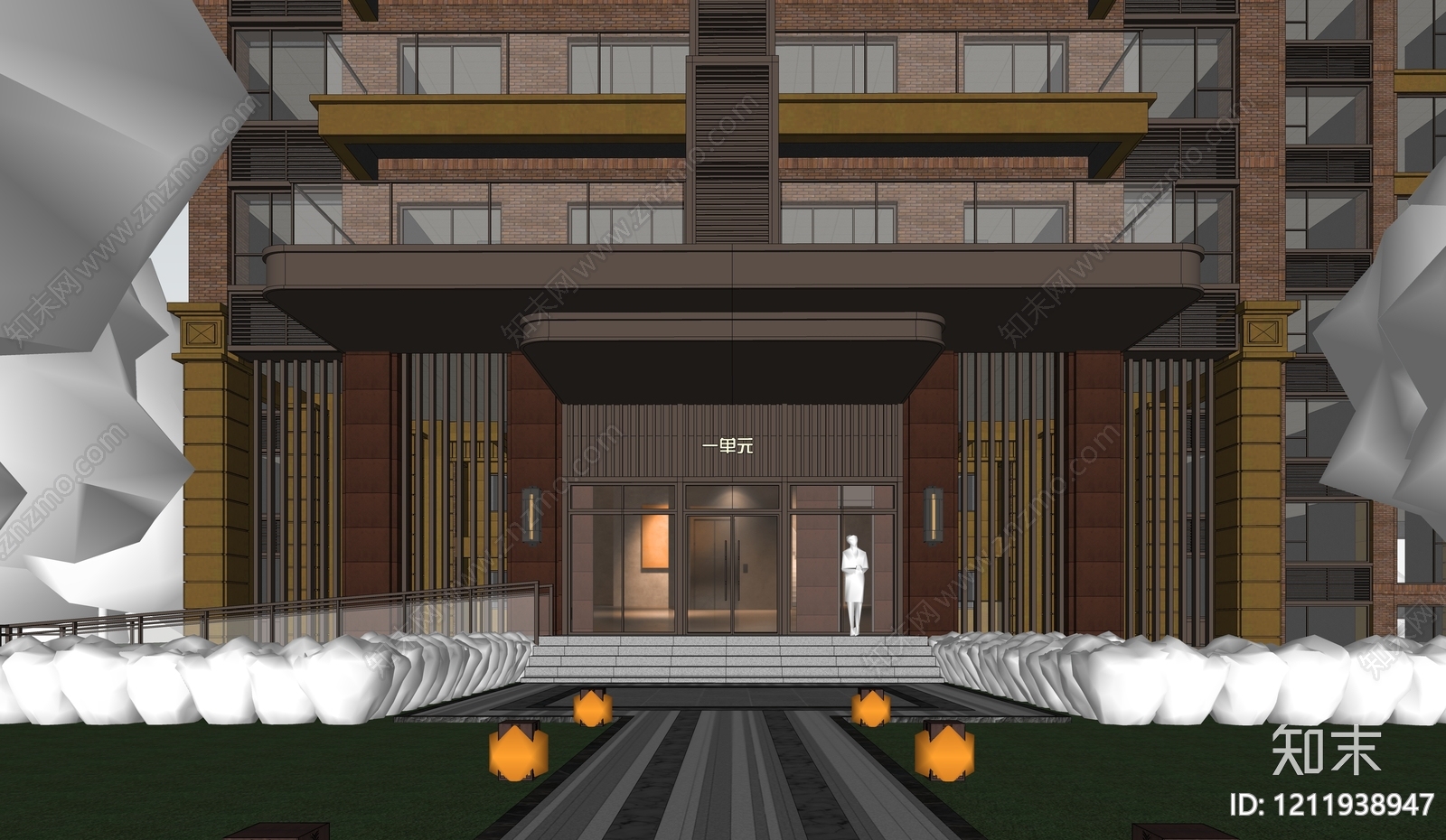 新古典主义高层住宅SU模型下载【ID:1211938947】