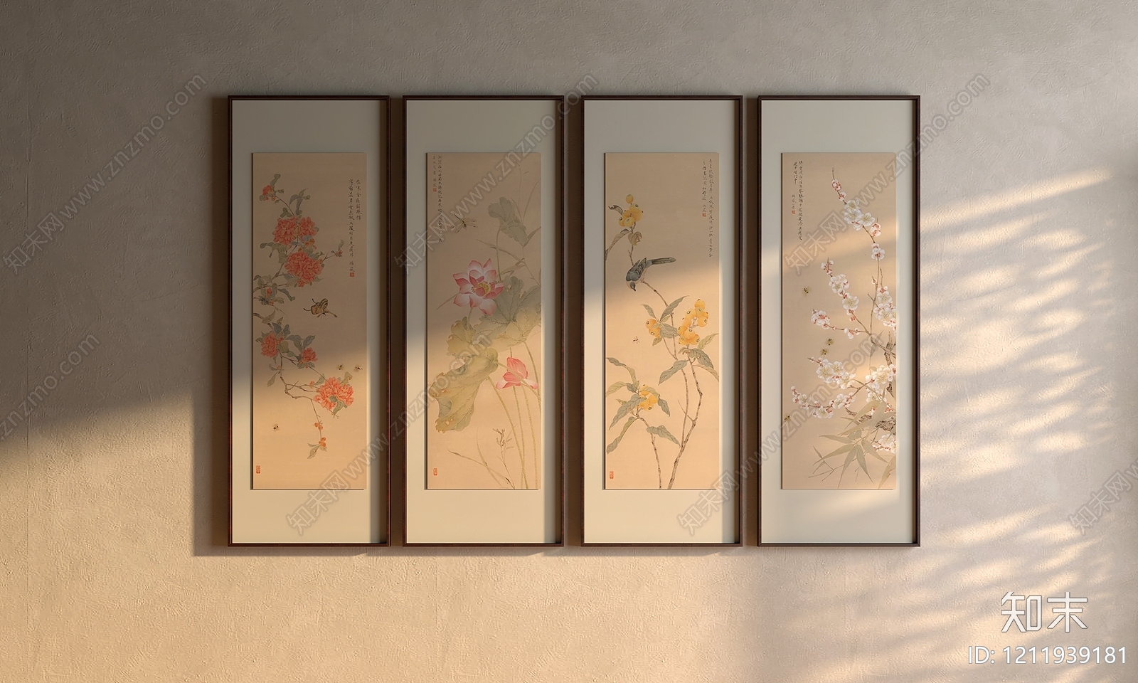 新中式宋式挂画3D模型渲染效果图