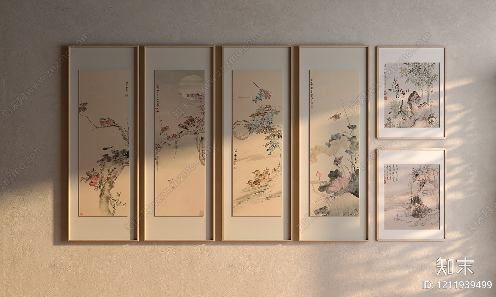新中式宋式挂画3D模型渲染效果图