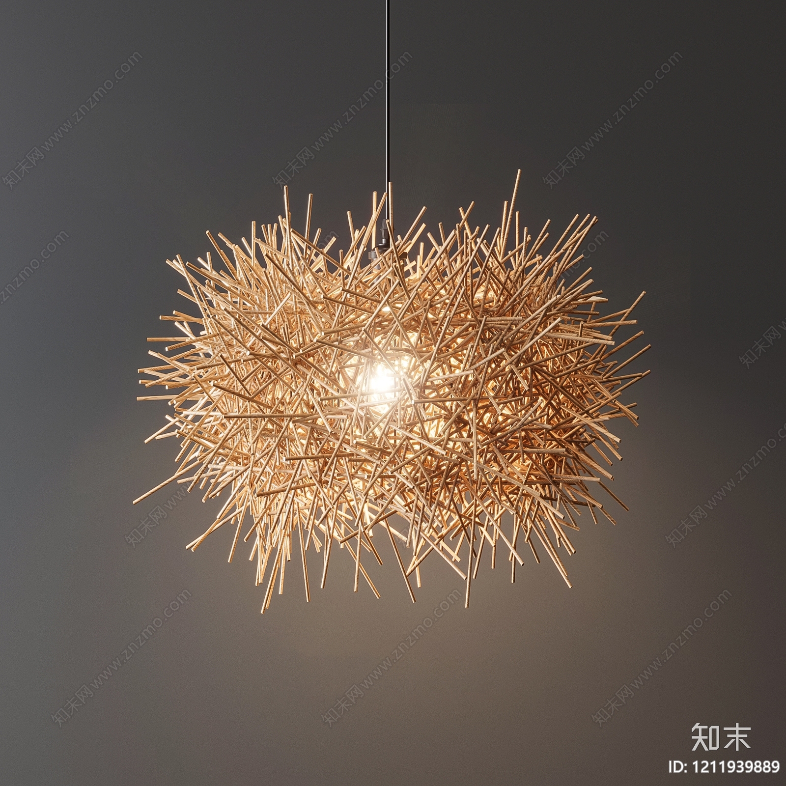 原木风艺术吊灯3D模型下载【ID:1211939889】