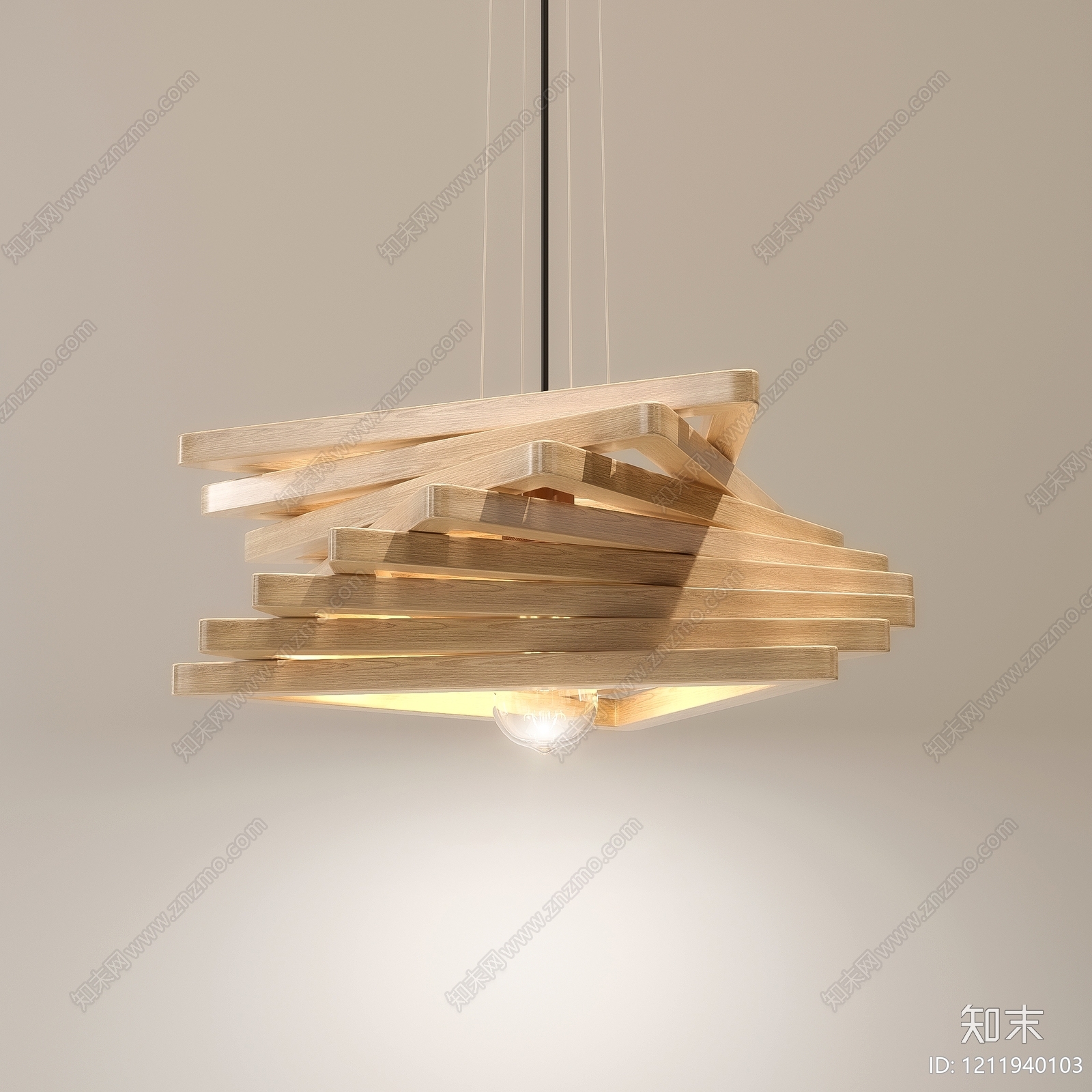 原木风艺术吊灯3D模型下载【ID:1211940103】