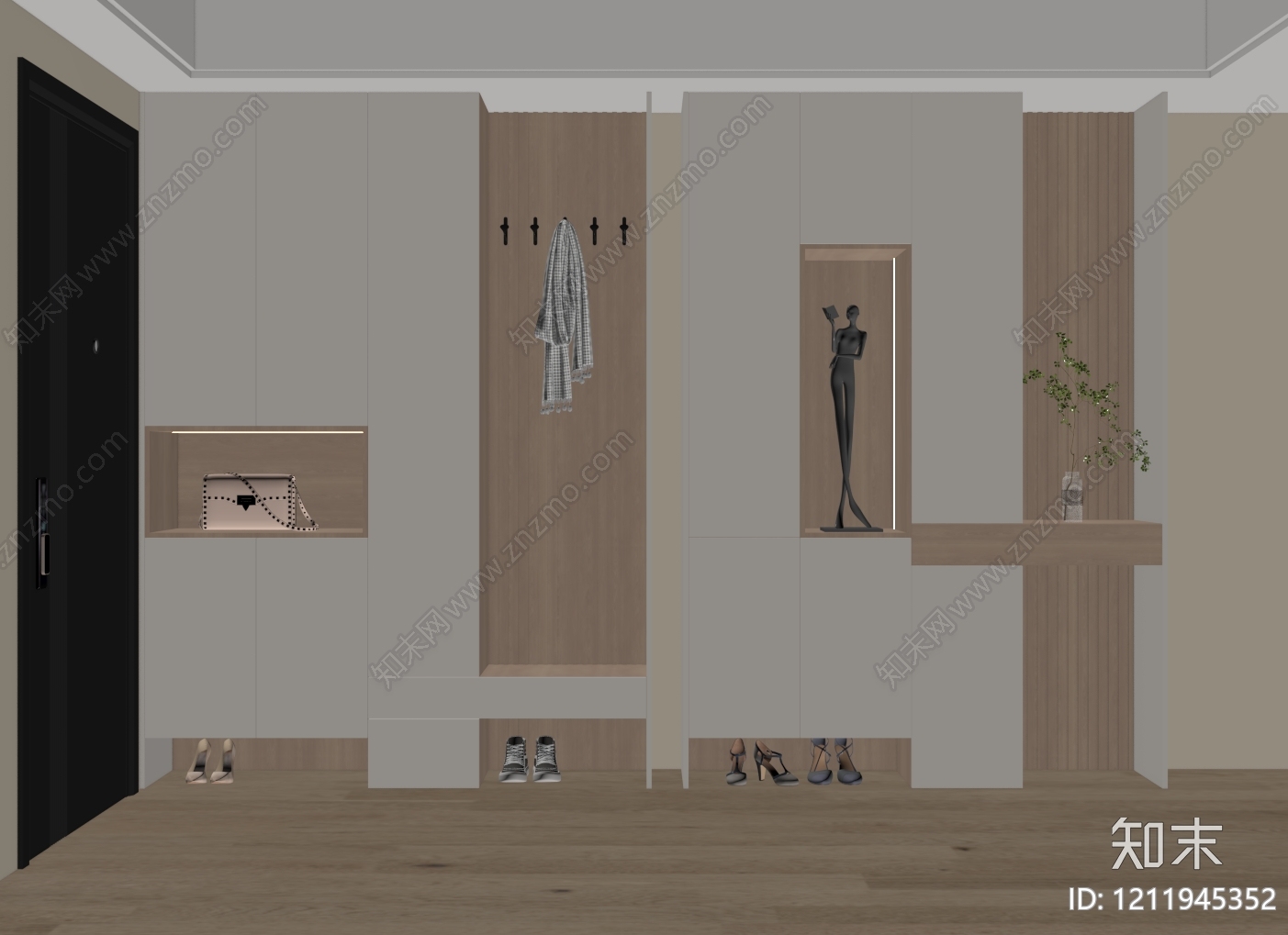现代简约鞋柜SU模型下载【ID:1211945352】