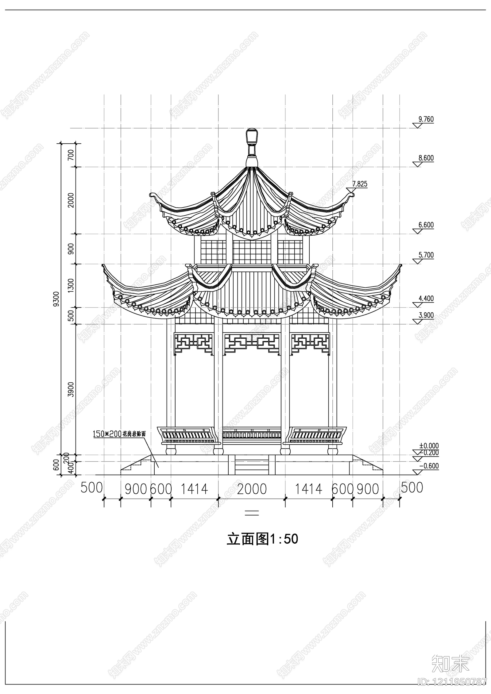 仿古建筑cad施工图下载【ID:1211950787】