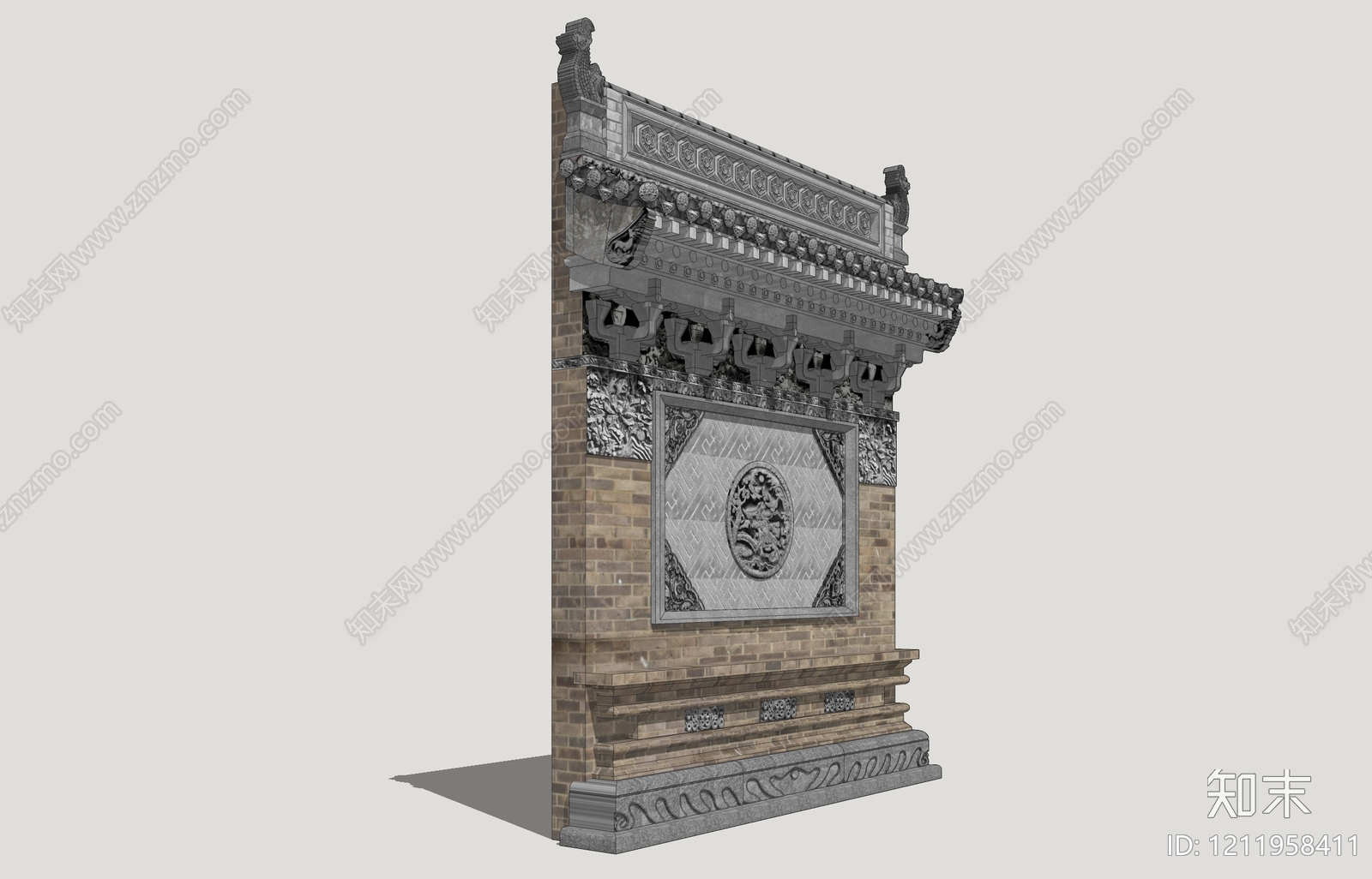 新中式古建筑SU模型下载【ID:1211958411】