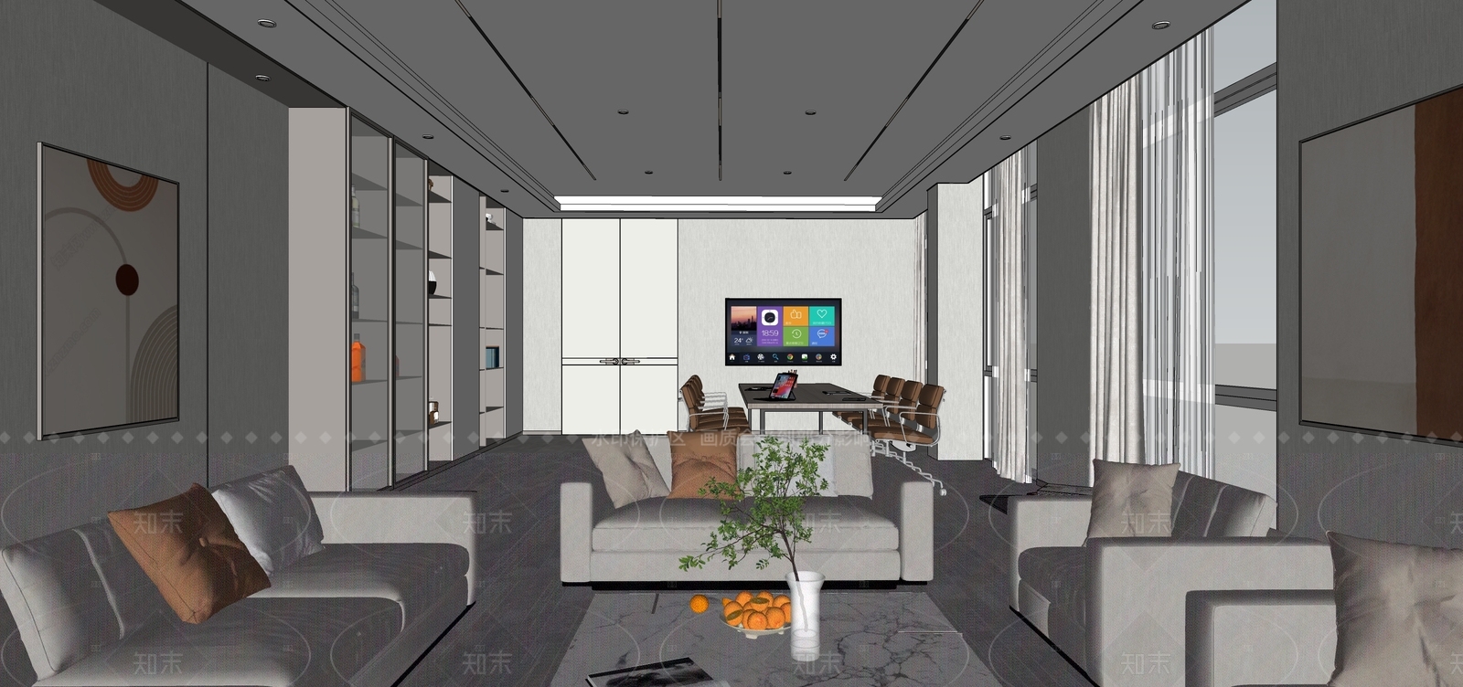 现代简约接待室SU模型下载【ID:1211960145】