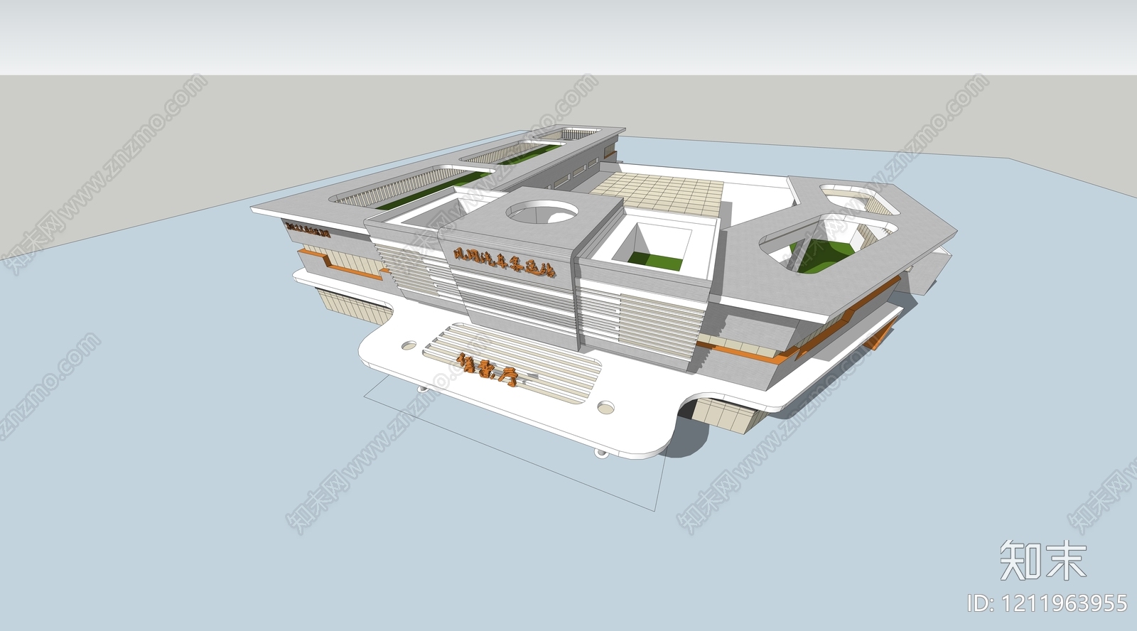 现代主义汽车站SU模型下载【ID:1211963955】
